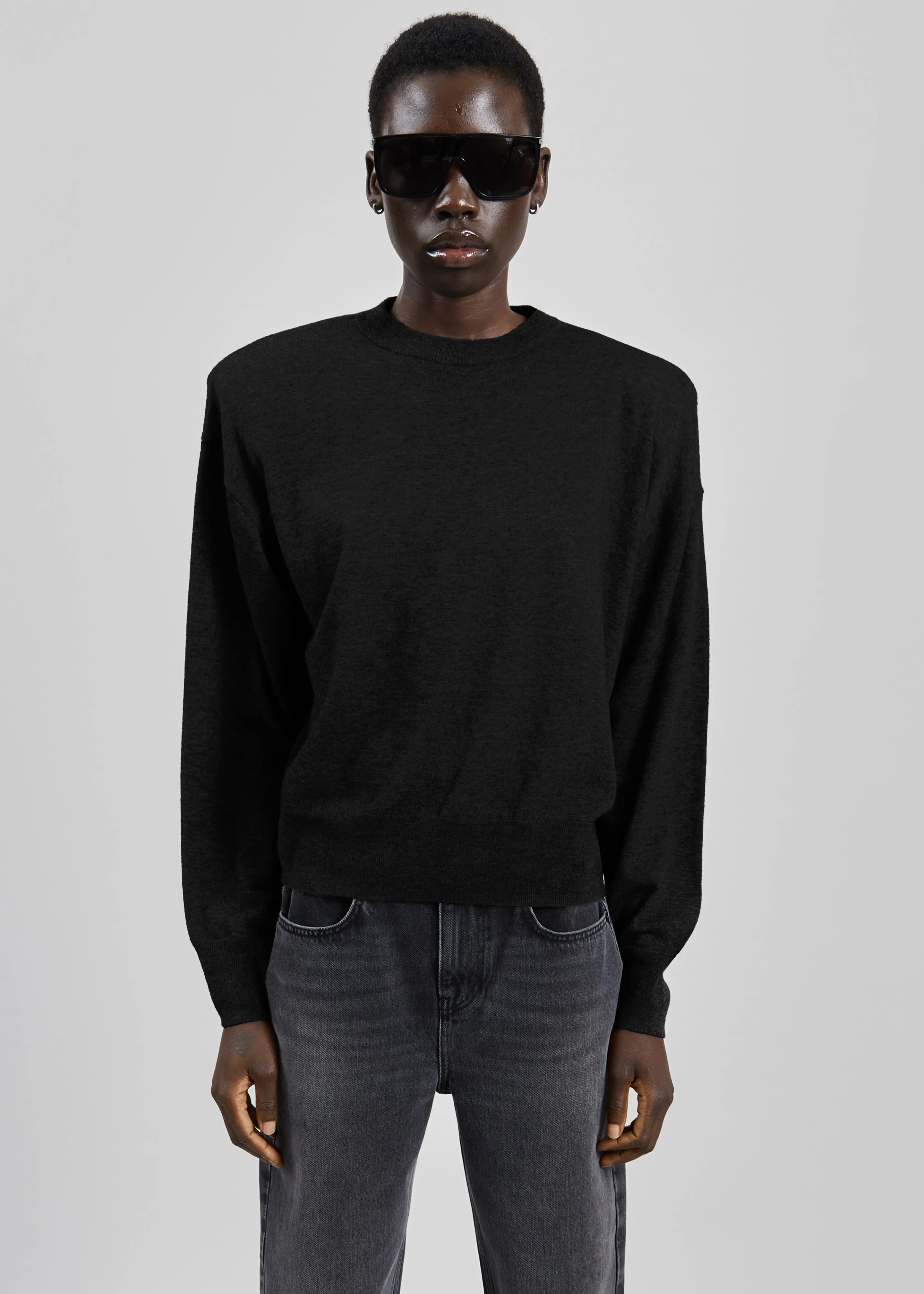 Rue Padded High Neck Sweater - Black sold by Frankie Shop