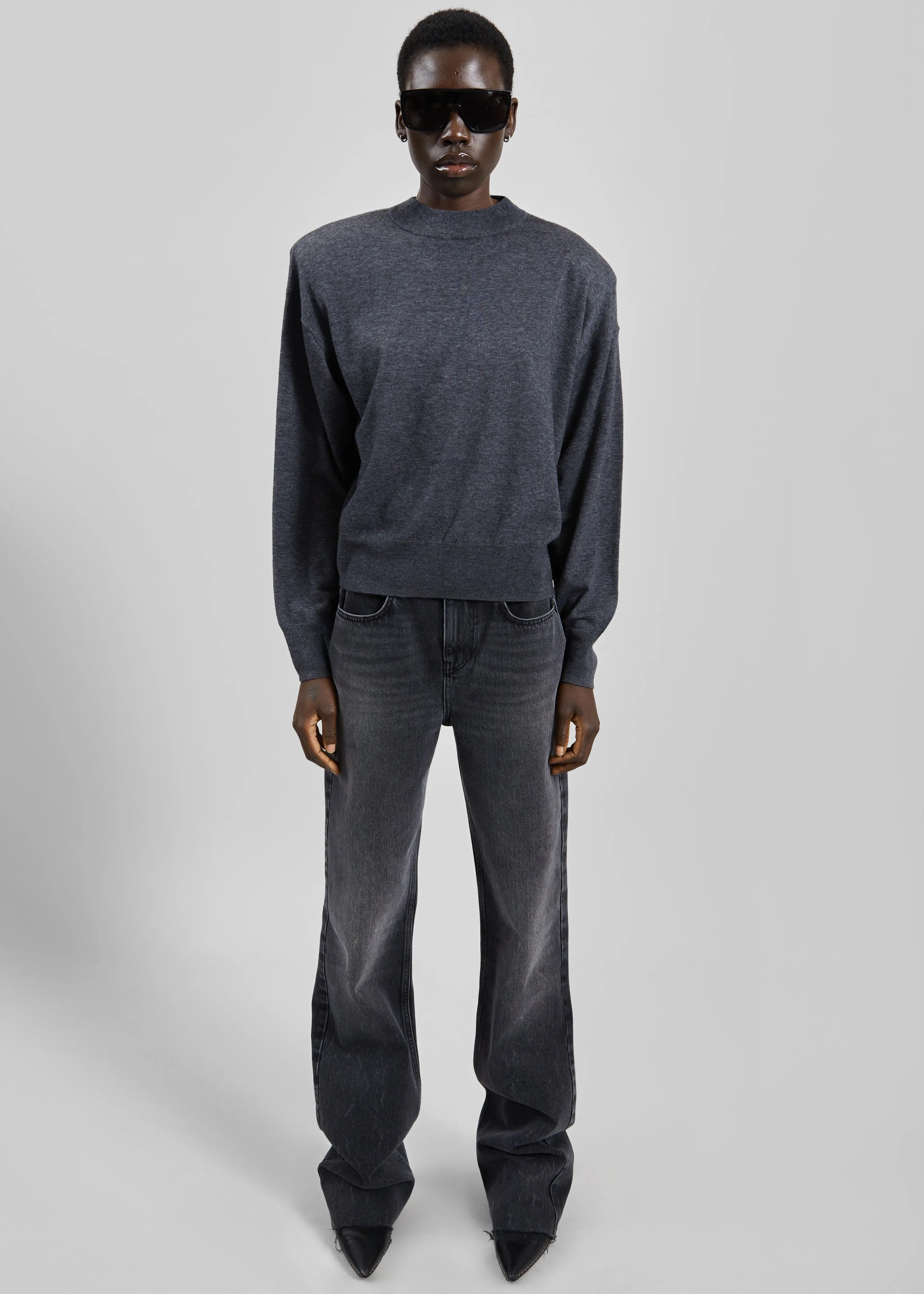 Rue Padded High Neck Sweater - Dark Grey sold by Frankie Shop product image thumbnail 2