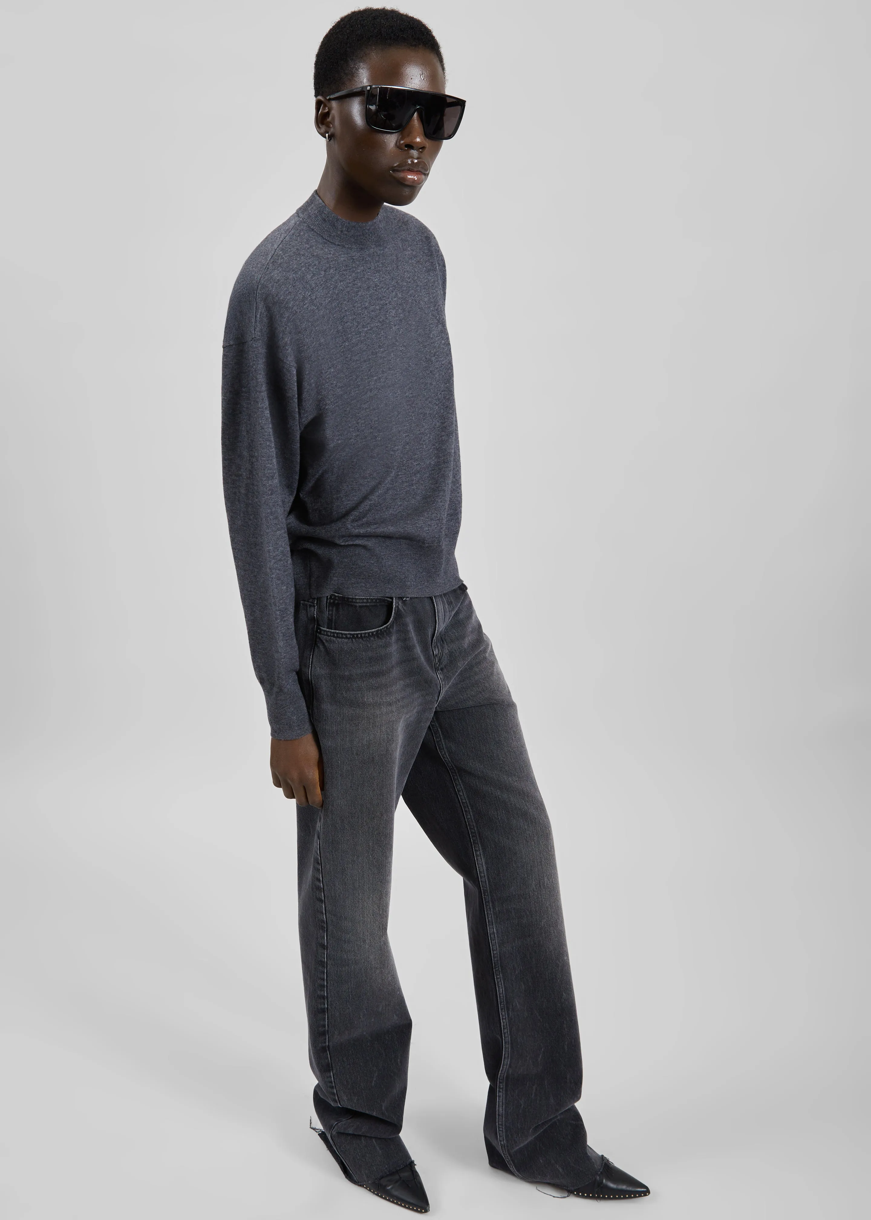 Rue Padded High Neck Sweater - Dark Grey sold by Frankie Shop product image thumbnail 3
