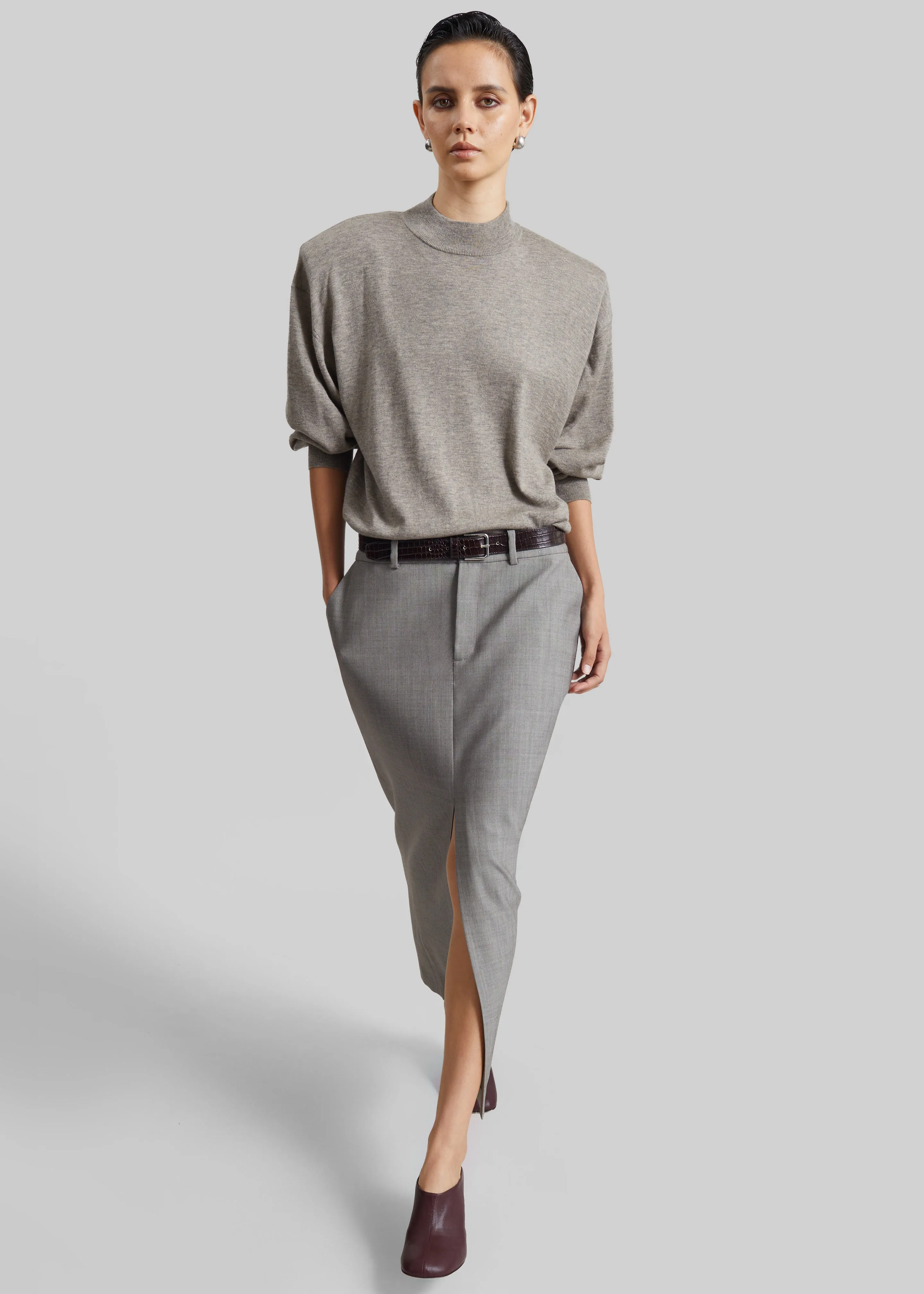 Rue Padded High Neck Sweater - Taupe Melange sold by Frankie Shop product image thumbnail 5