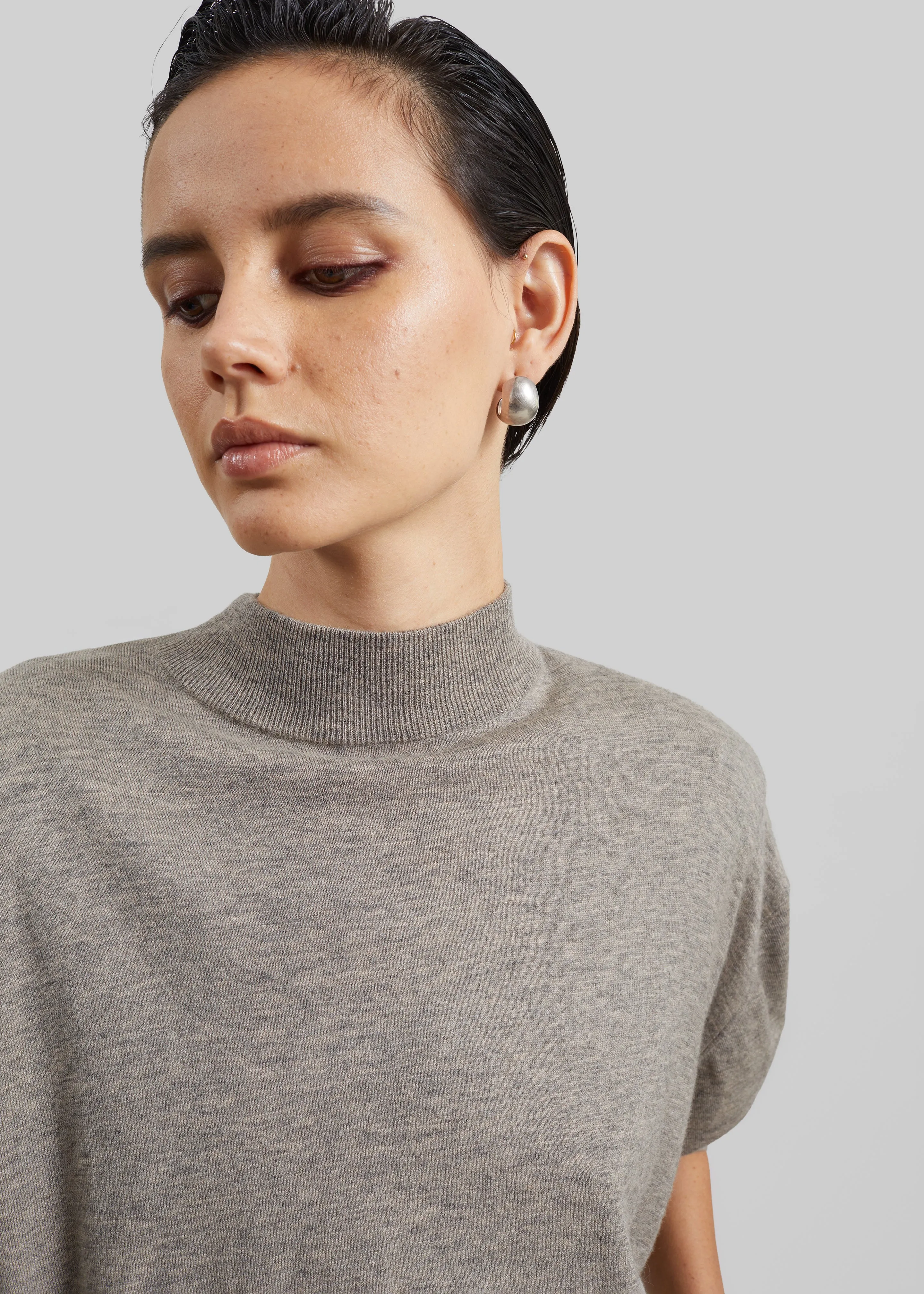 Rue Padded High Neck Sweater - Taupe Melange sold by Frankie Shop product image thumbnail 2