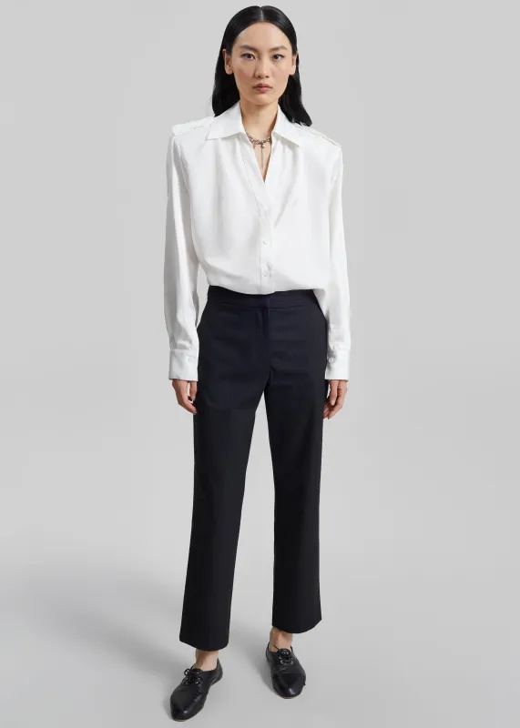 Jet Slim Tailored Trousers - Black/White Pinstripe made by Frankie Shop