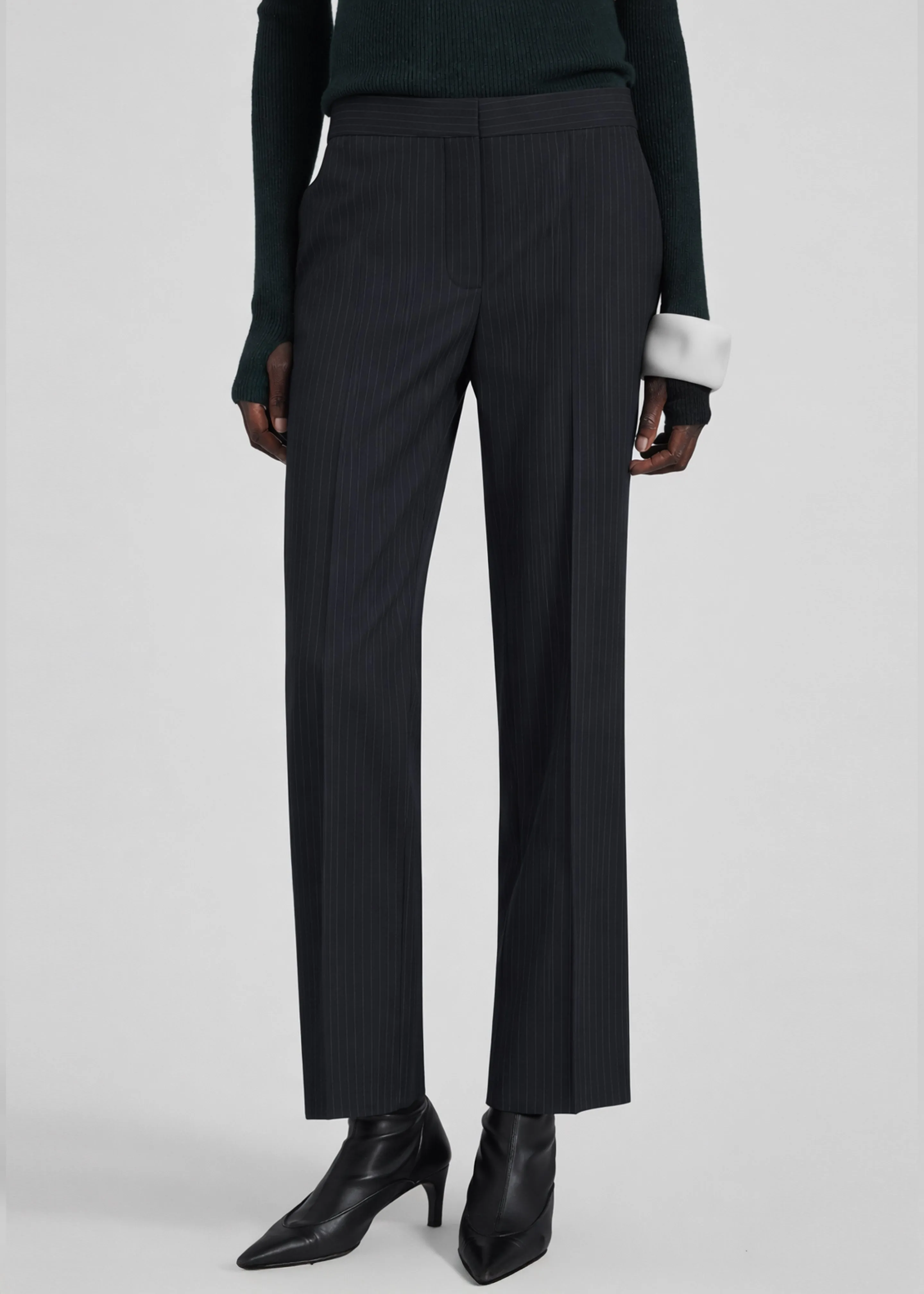 Jet Slim Tailored Trousers - Black/White Pinstripe sold by Frankie Shop product image thumbnail 2