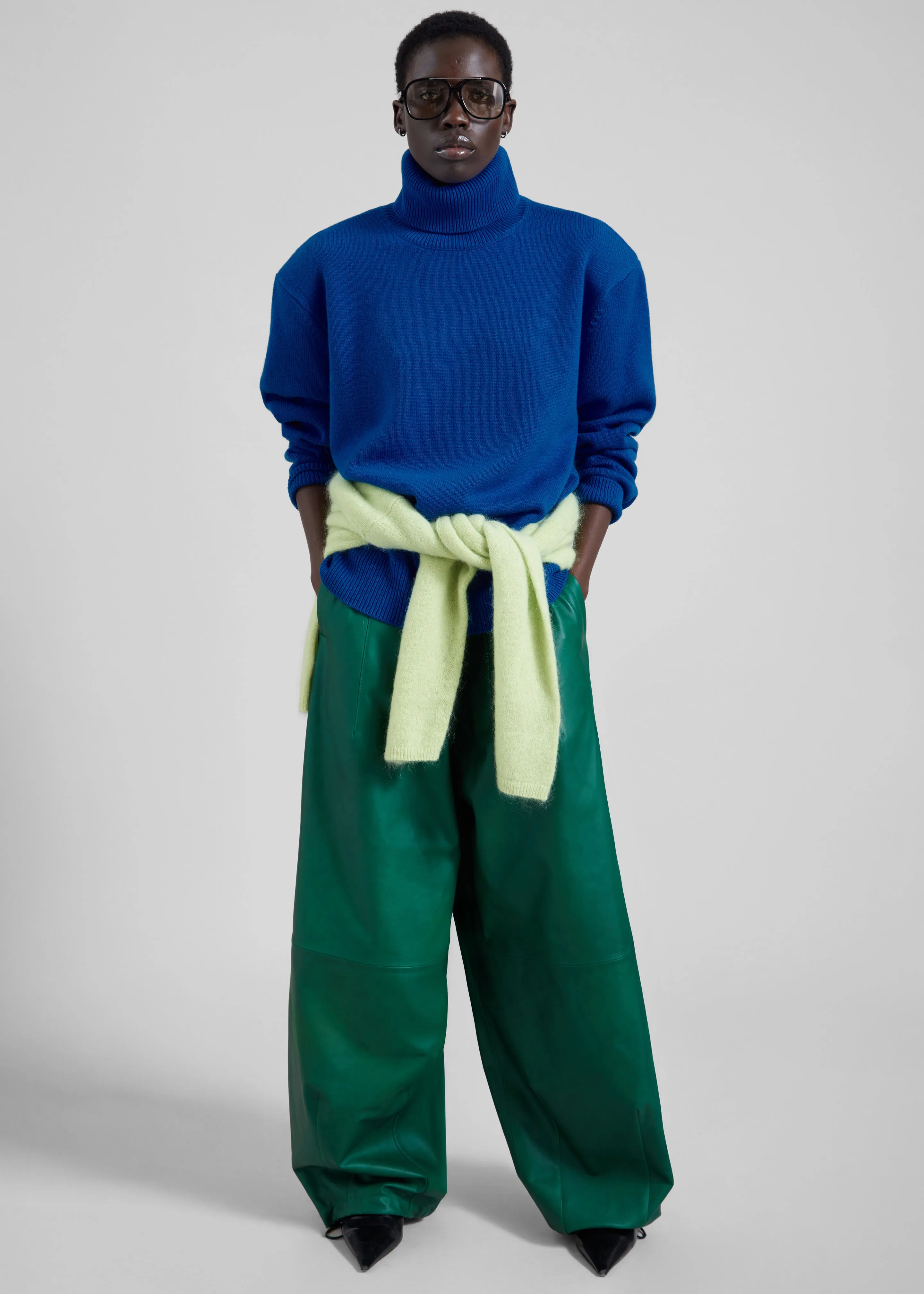 Oakdale Leather Track Pants - Green sold by Frankie Shop