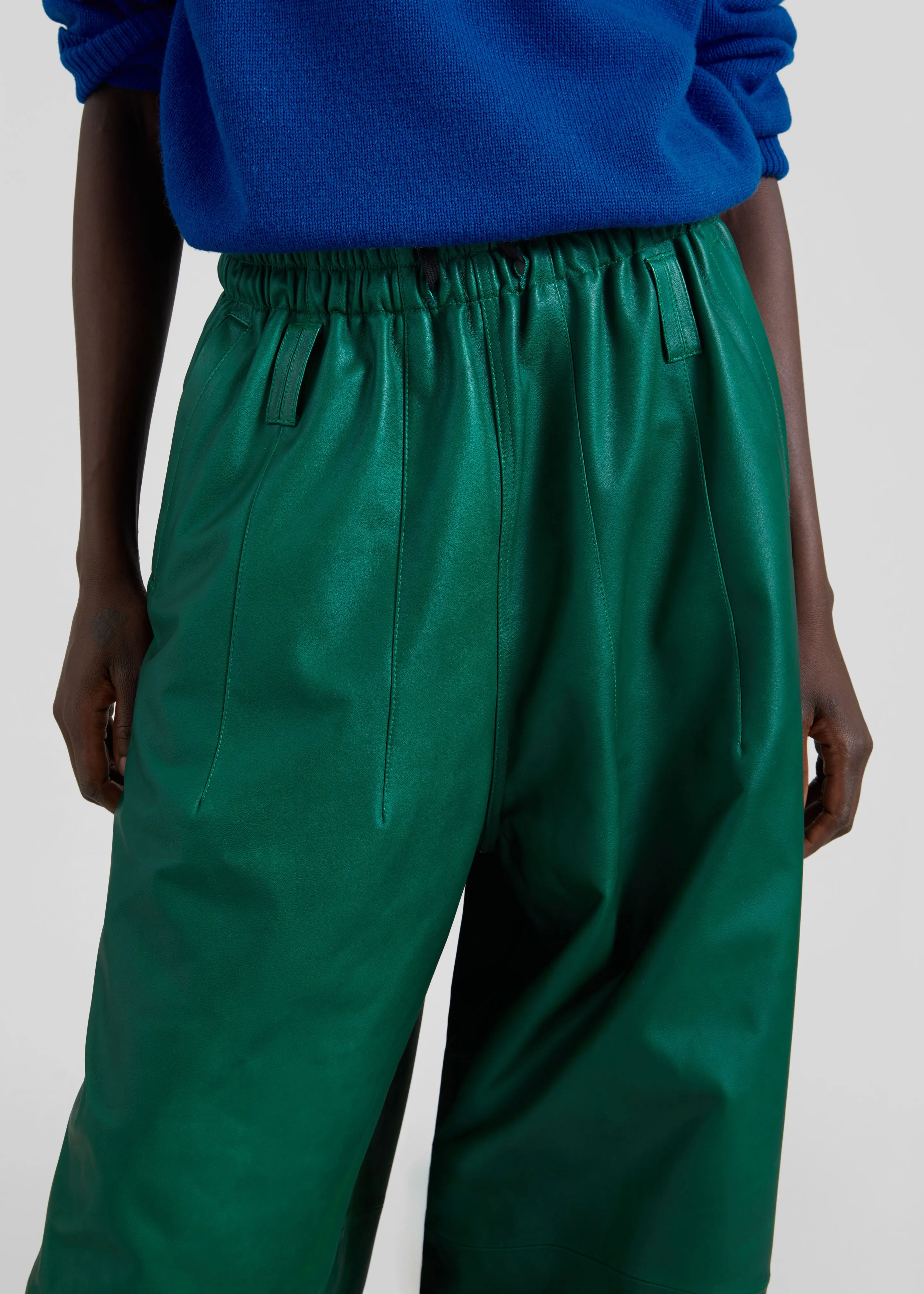 Oakdale Leather Track Pants - Green sold by Frankie Shop product image thumbnail 3