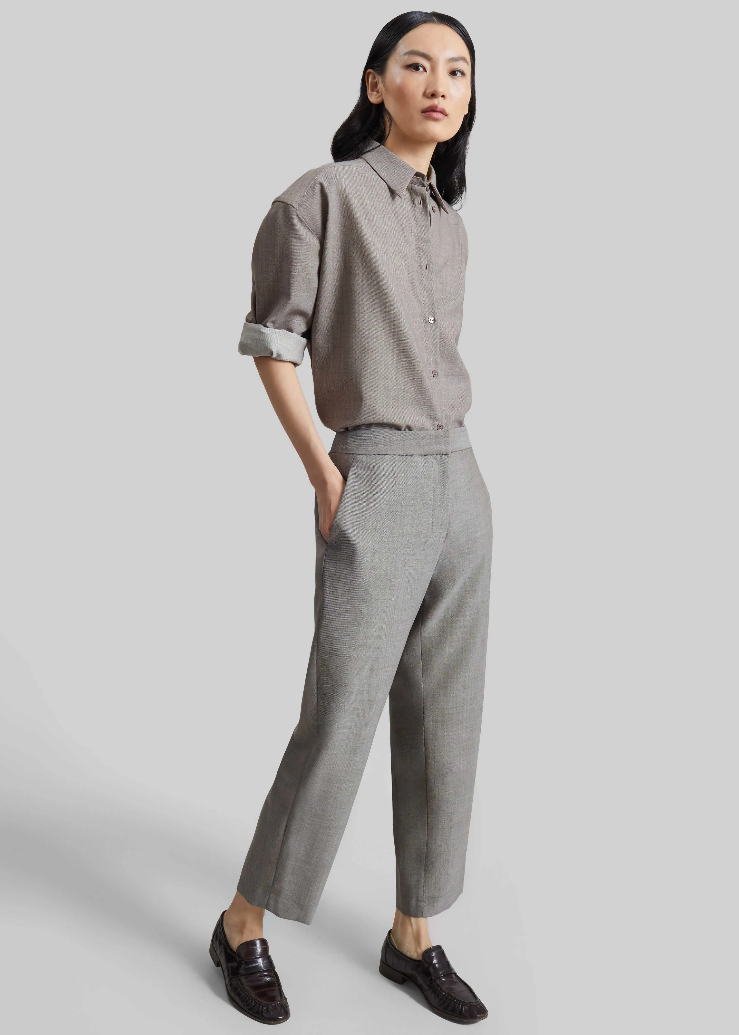 Jet Wool Slim Tailored Trousers - Light Taupe Melange sold by Frankie Shop product image thumbnail 3
