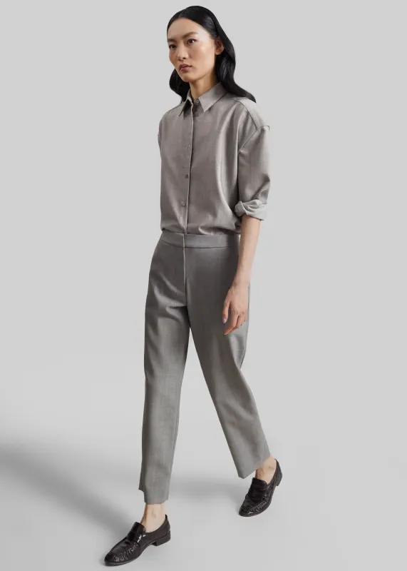 Jet Wool Slim Tailored Trousers - Light Taupe Melange made by Frankie Shop