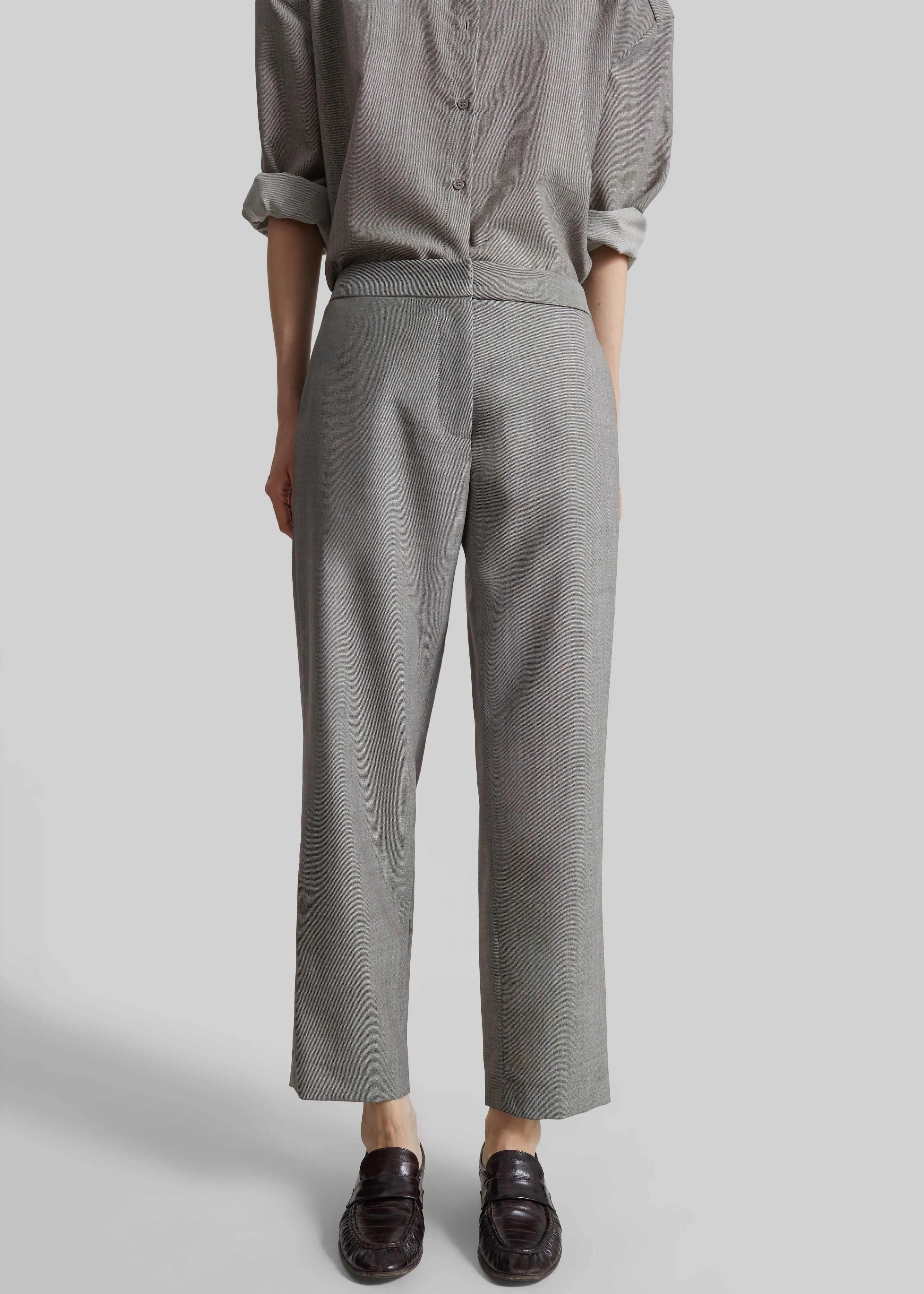 Jet Wool Slim Tailored Trousers - Light Taupe Melange sold by Frankie Shop product image thumbnail 4