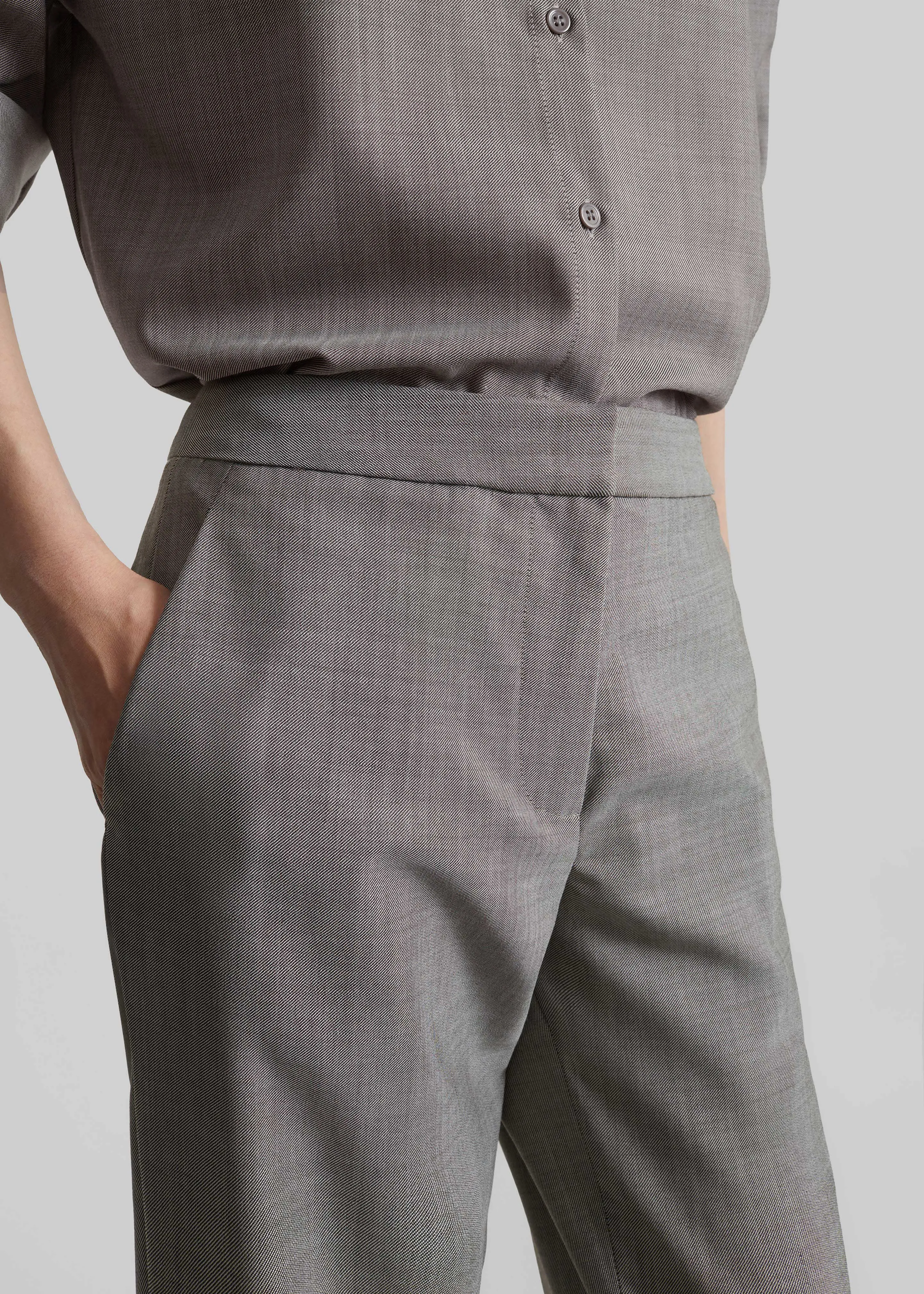 Jet Wool Slim Tailored Trousers - Light Taupe Melange sold by Frankie Shop product image thumbnail 2