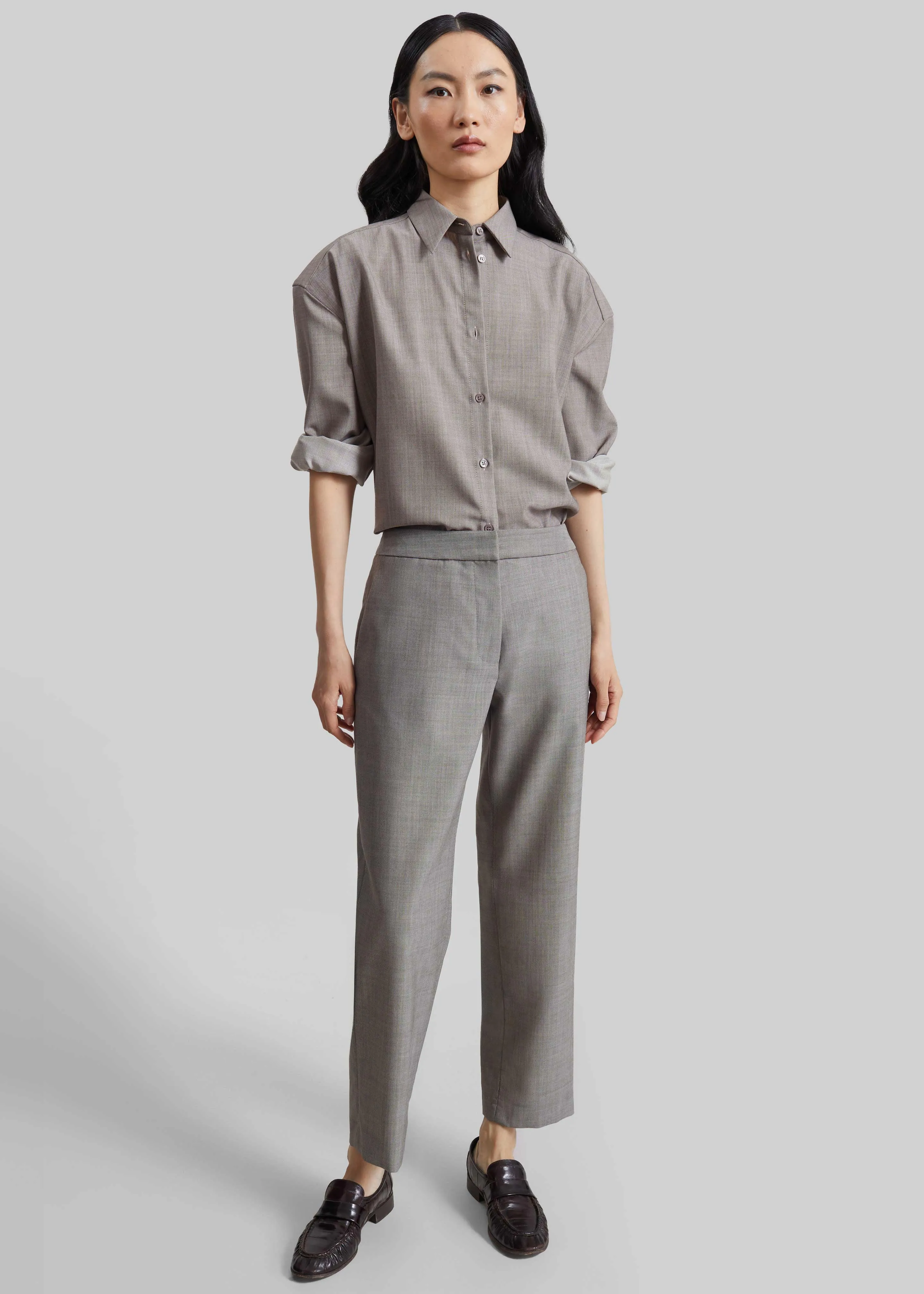 Jet Wool Slim Tailored Trousers - Light Taupe Melange sold by Frankie Shop product image thumbnail 5
