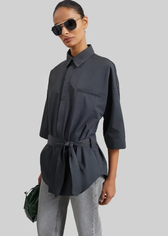 Odesa Belted Shirt - Charcoal made by Frankie Shop