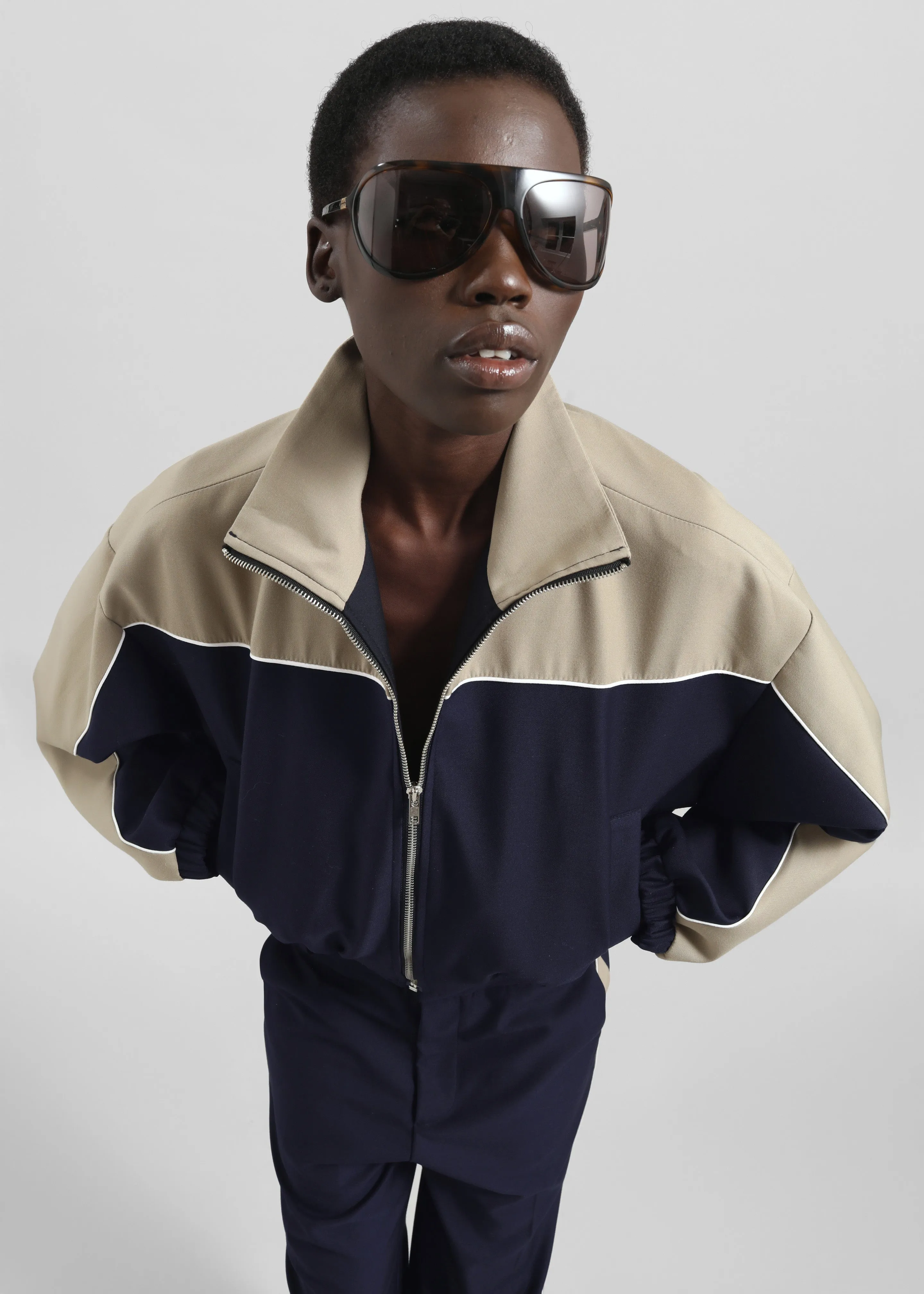 Penally Cropped Jacket - Navy sold by Frankie Shop