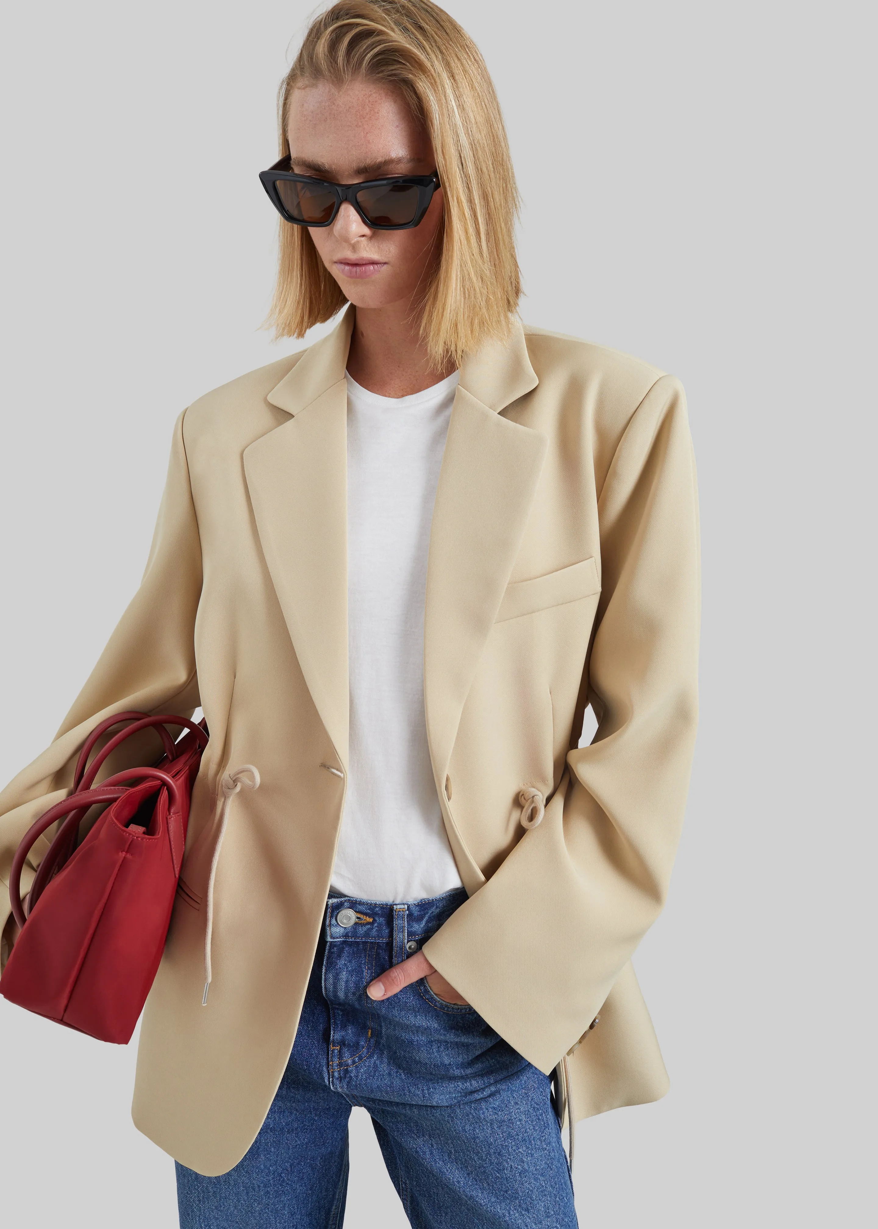 Sesma Drawstring Blazer - Light Beige sold by Frankie Shop