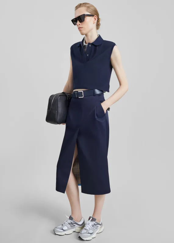 Elian Tailored Midi Skirt - Navy made by Frankie Shop