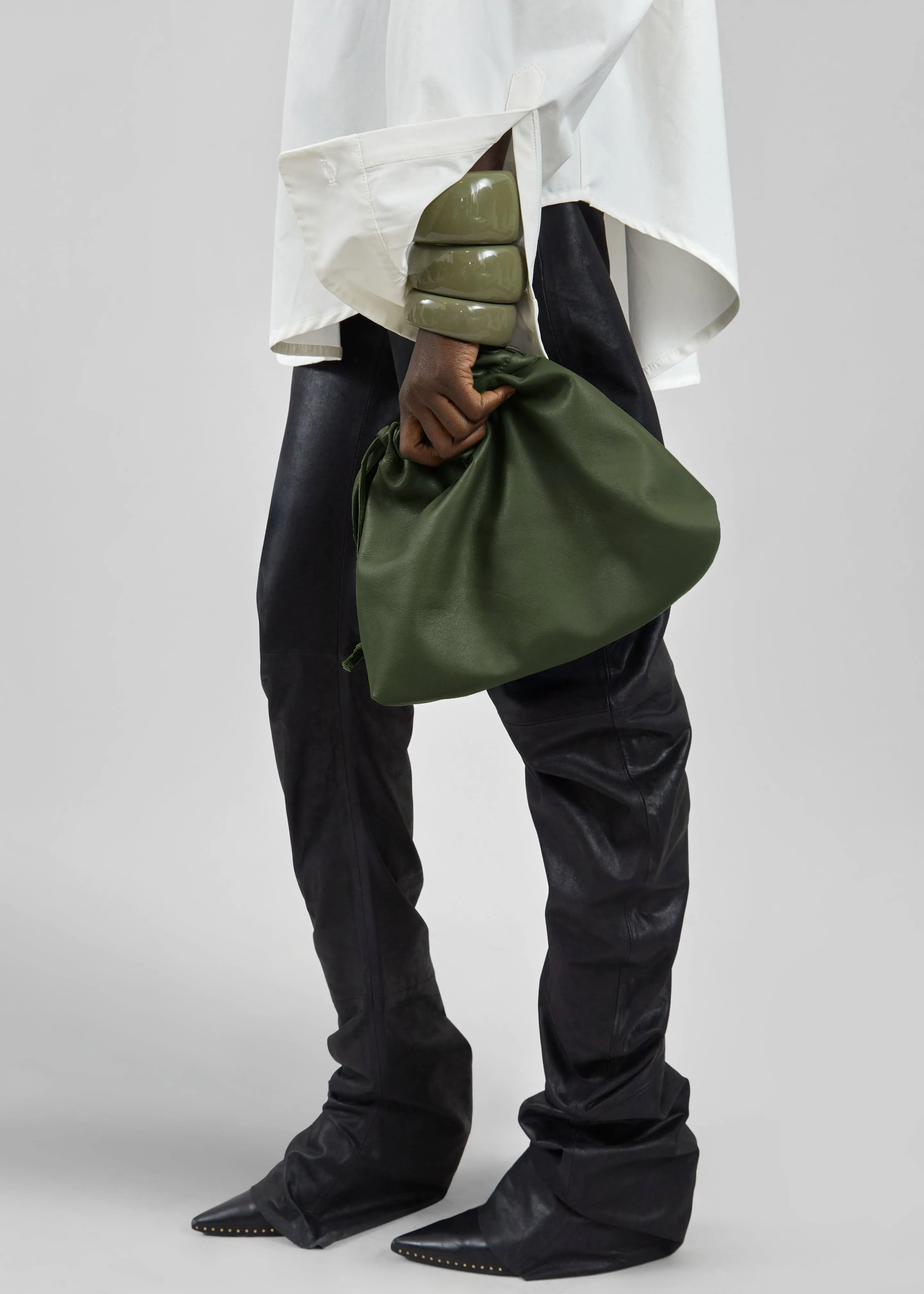 Morgan Faux Leather Small Pouch - Olive sold by Frankie Shop product image thumbnail 4