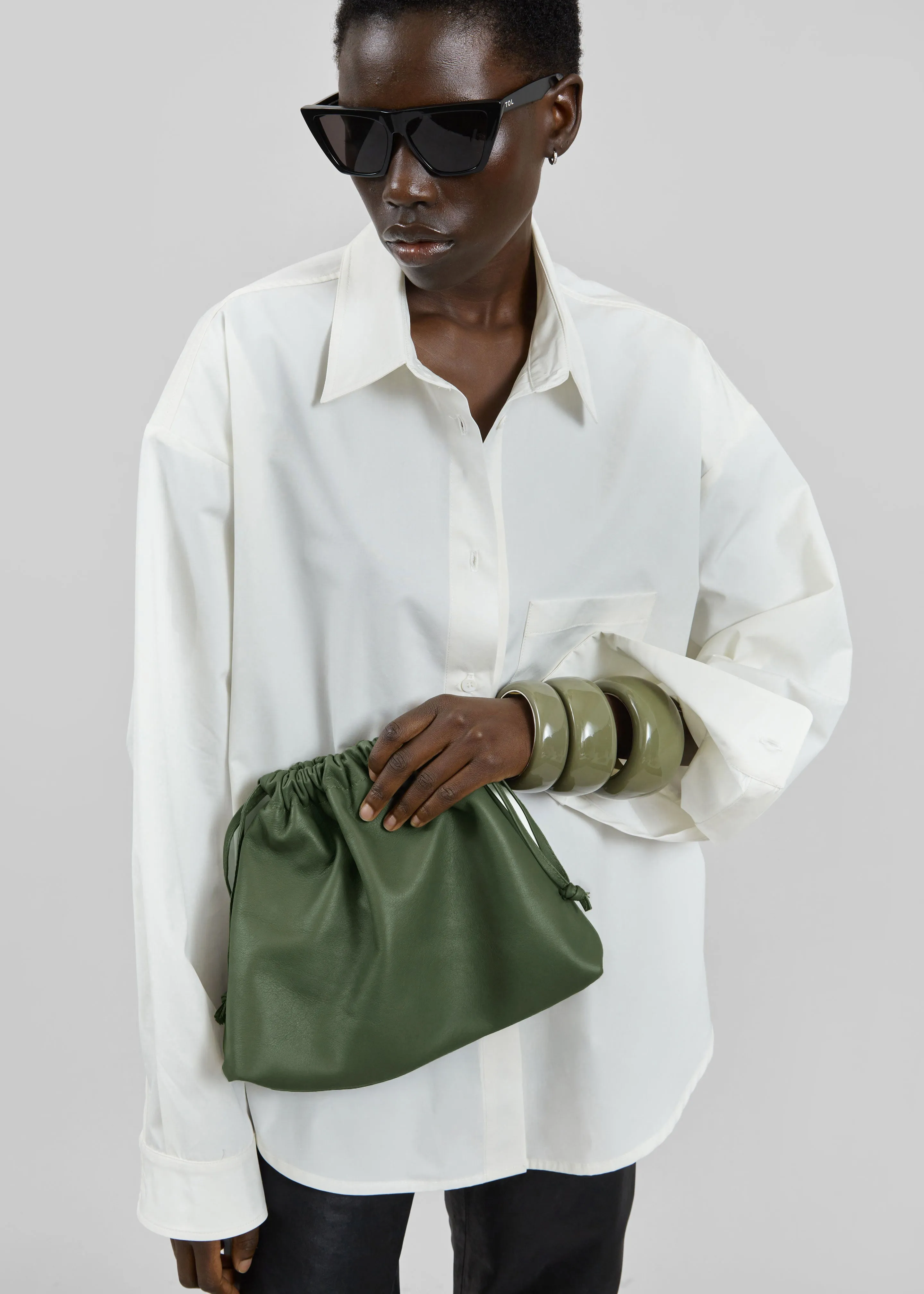 Morgan Faux Leather Small Pouch - Olive sold by Frankie Shop product image thumbnail 3