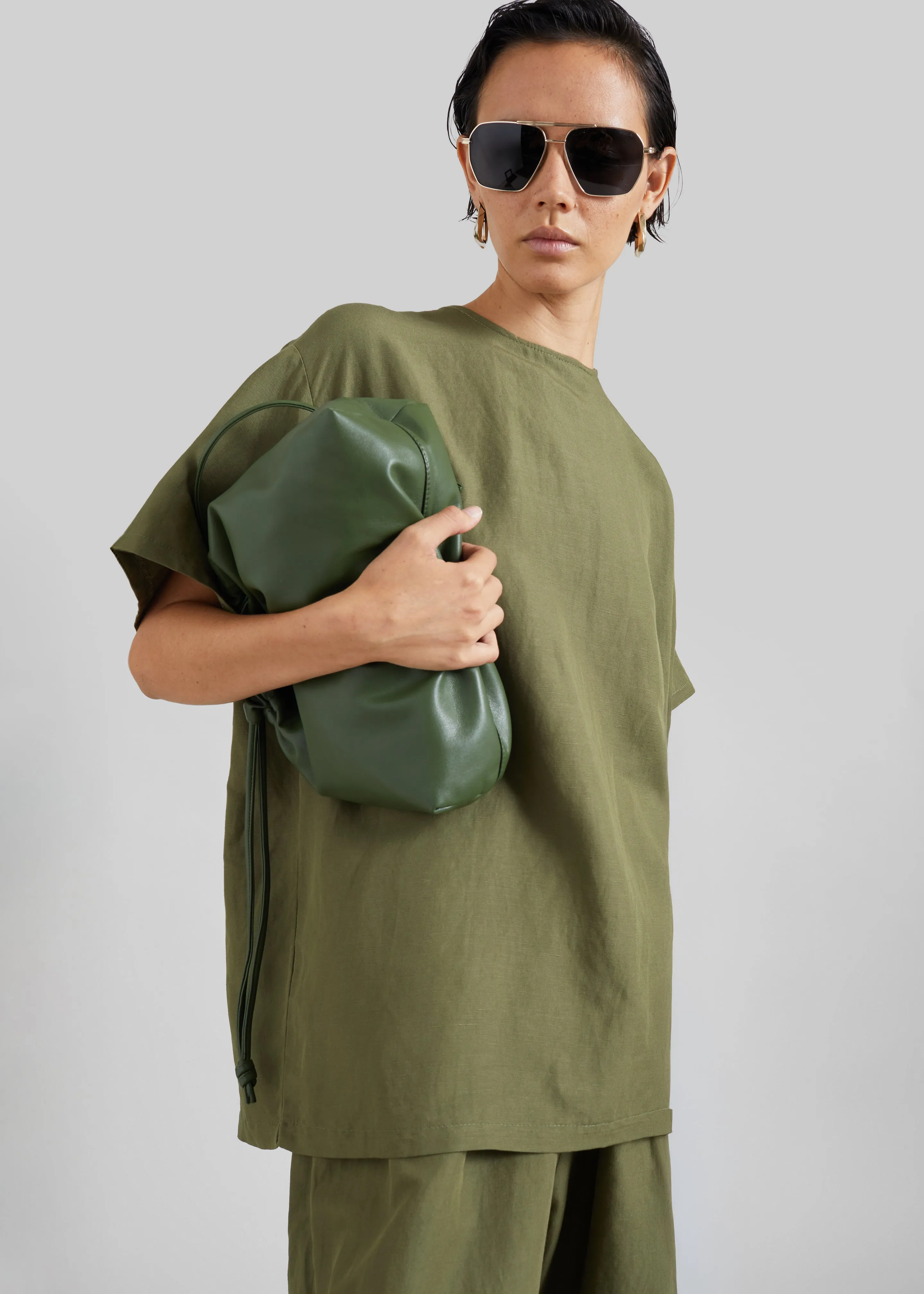 Morgan Faux Leather Small Pouch - Olive sold by Frankie Shop