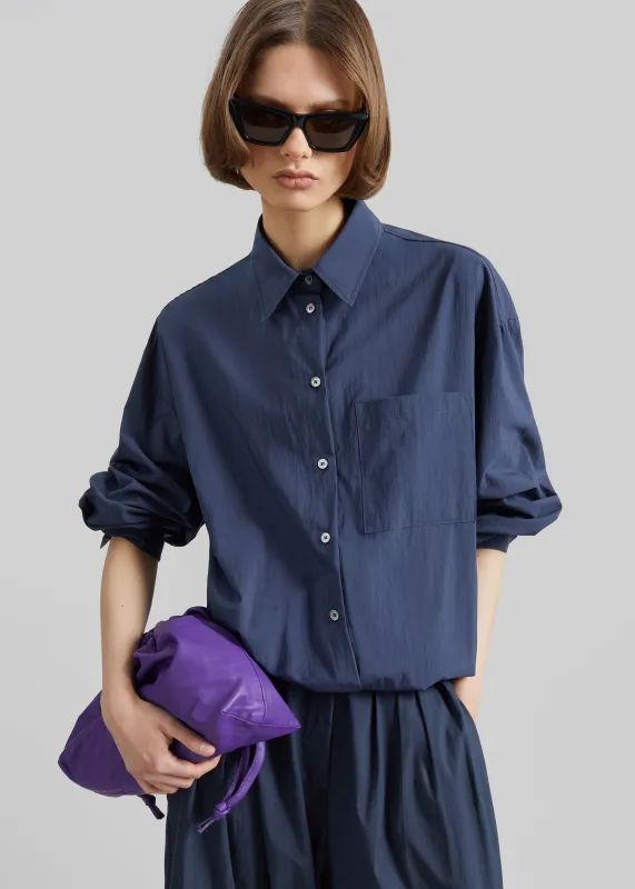 Mery Elastic Hem Shirt - Navy made by Frankie Shop