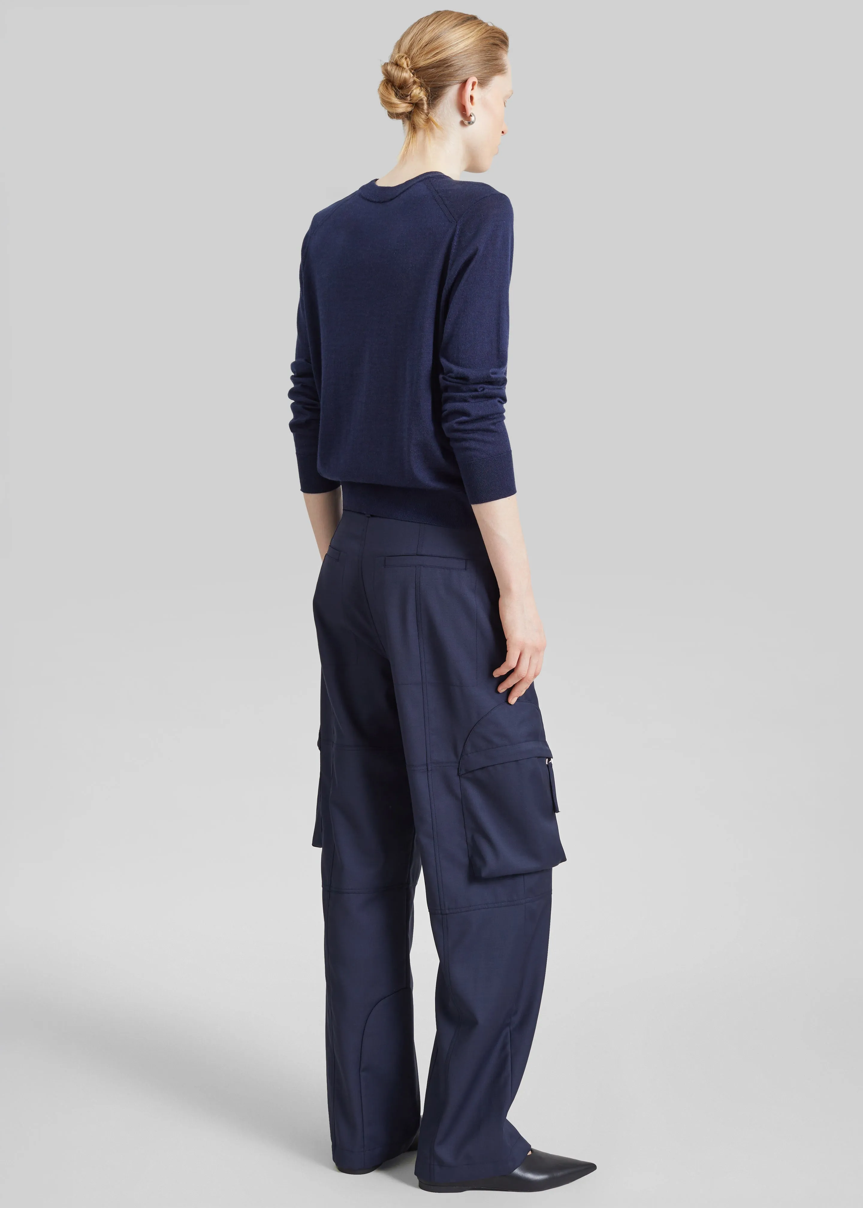Loulou de Saison Ditto Fine Knit Cashmere Sweater - Navy sold by Frankie Shop product image thumbnail 4