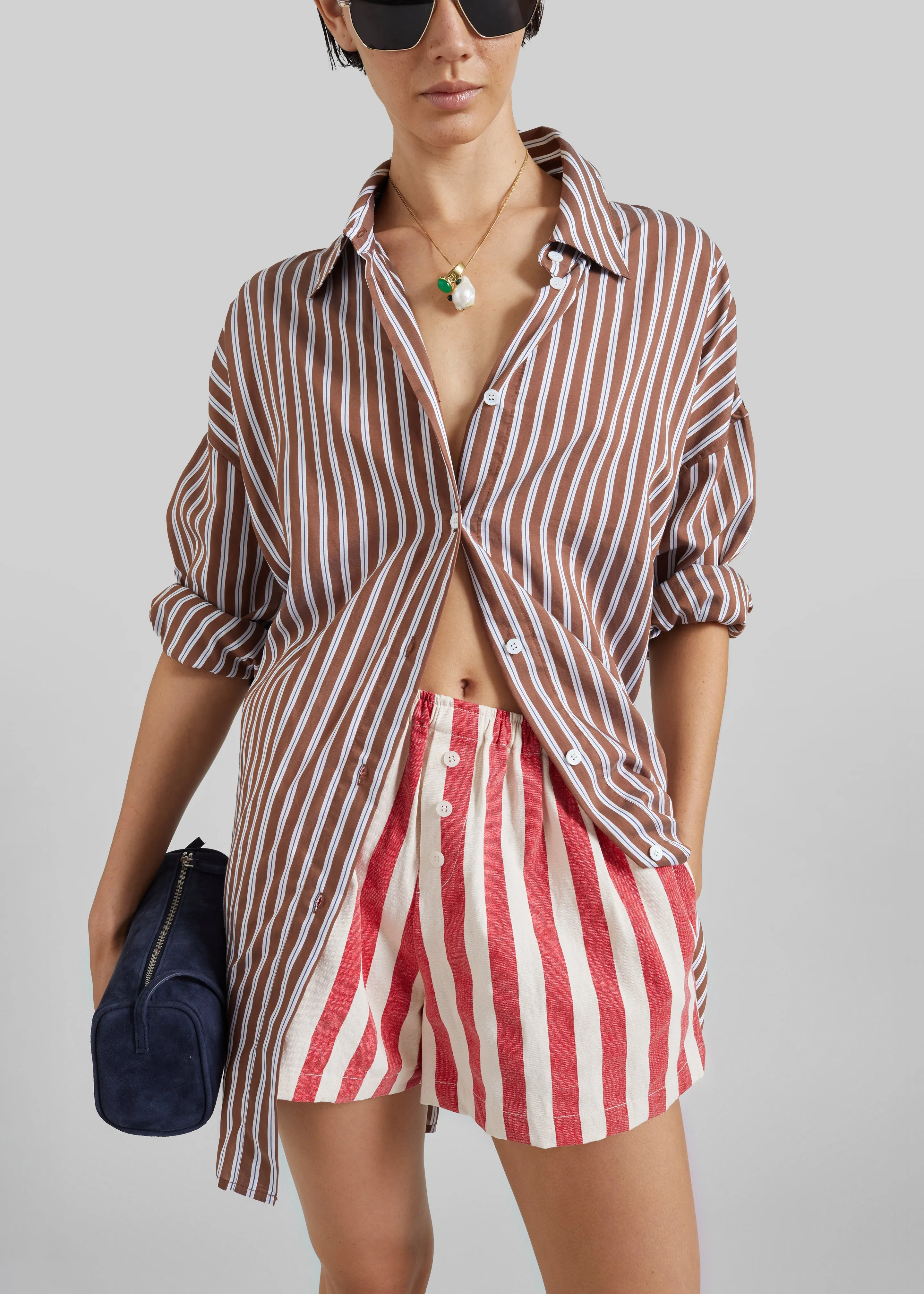Mireval Cotton Boxer Shorts - Red/White Stripe sold by Frankie Shop product image thumbnail 3