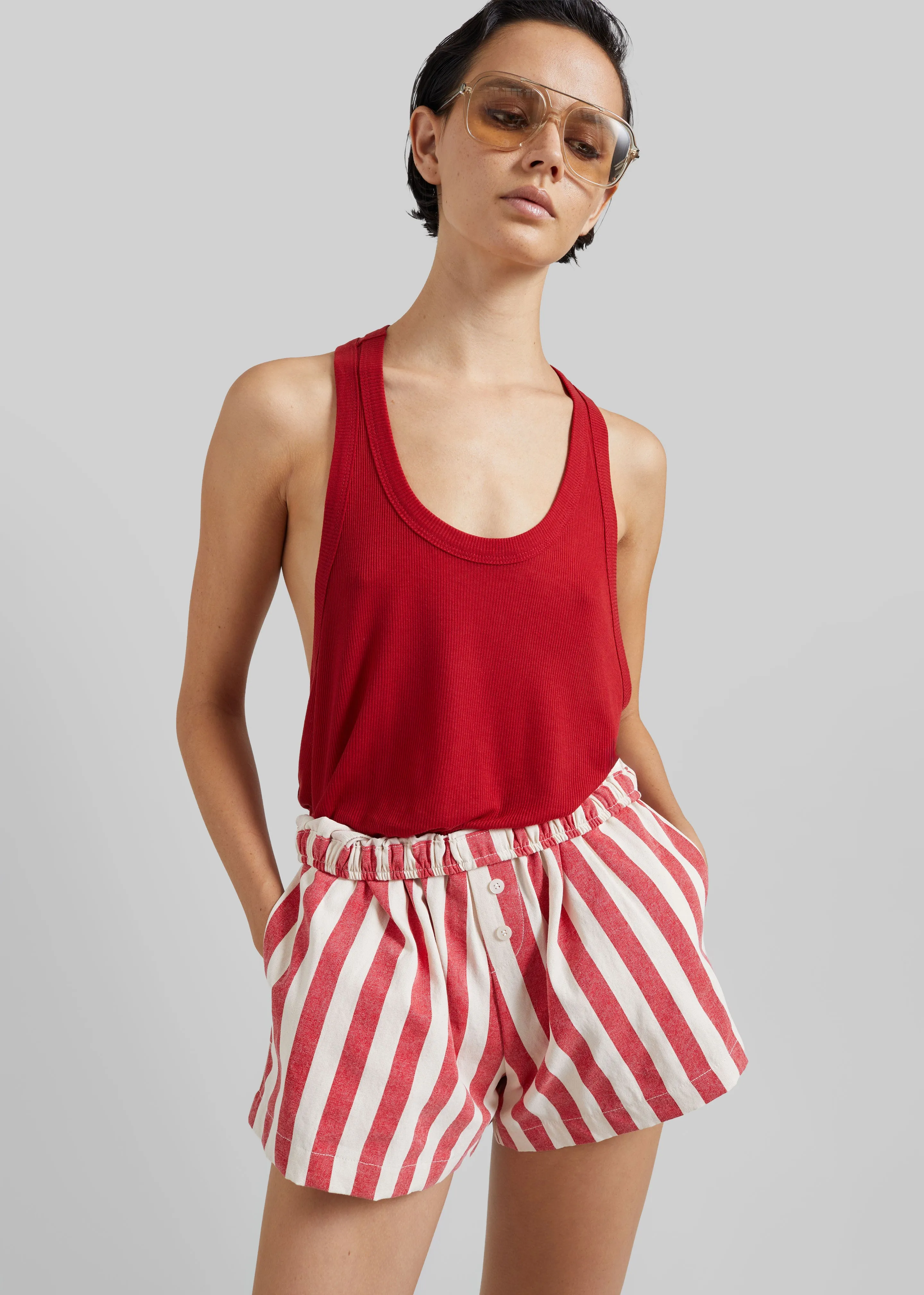 Mireval Cotton Boxer Shorts - Red/White Stripe sold by Frankie Shop product image thumbnail 5