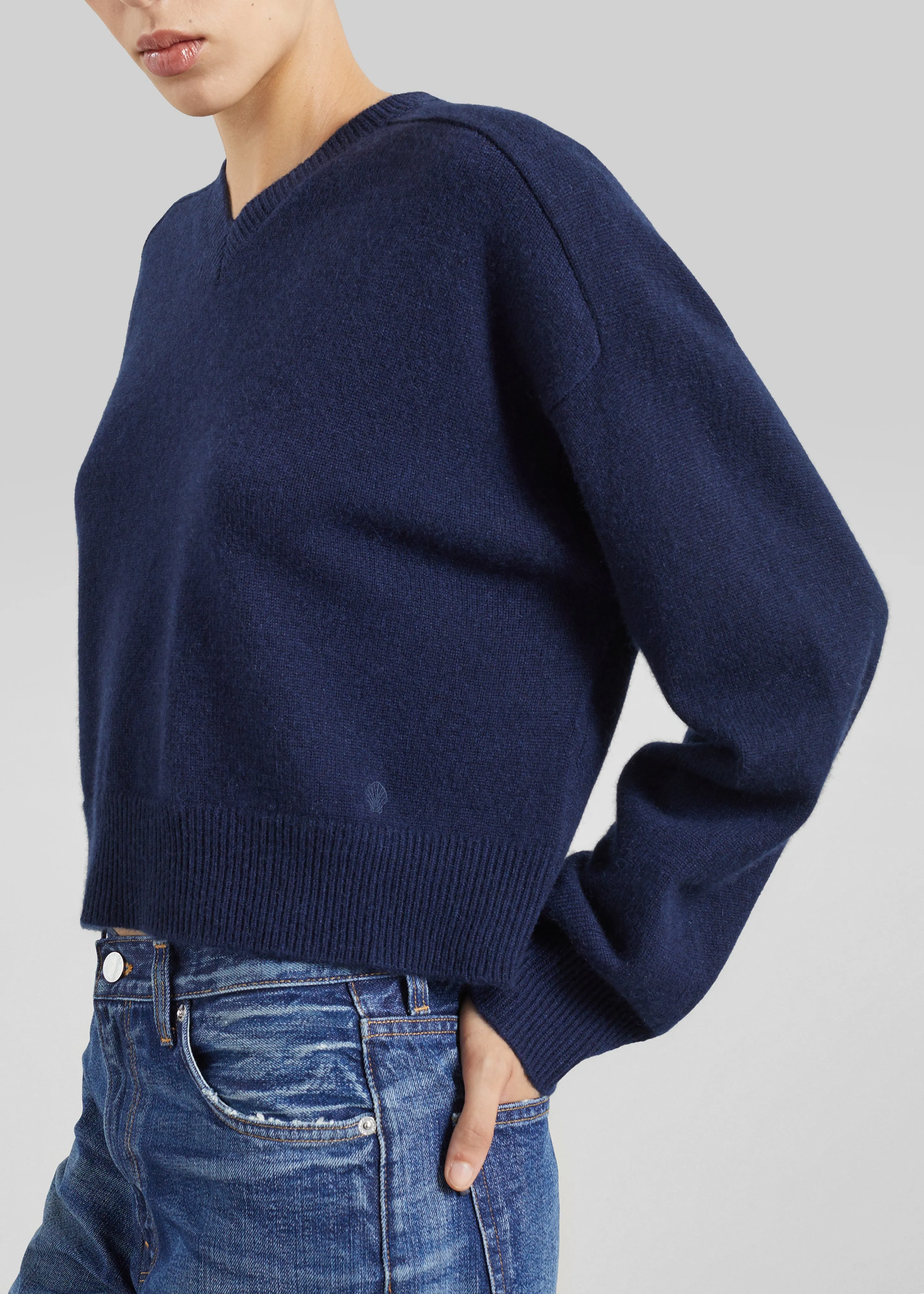 Loulou de Saison Anzor Lds V-Neck Sweater - Navy sold by Frankie Shop product image thumbnail 2