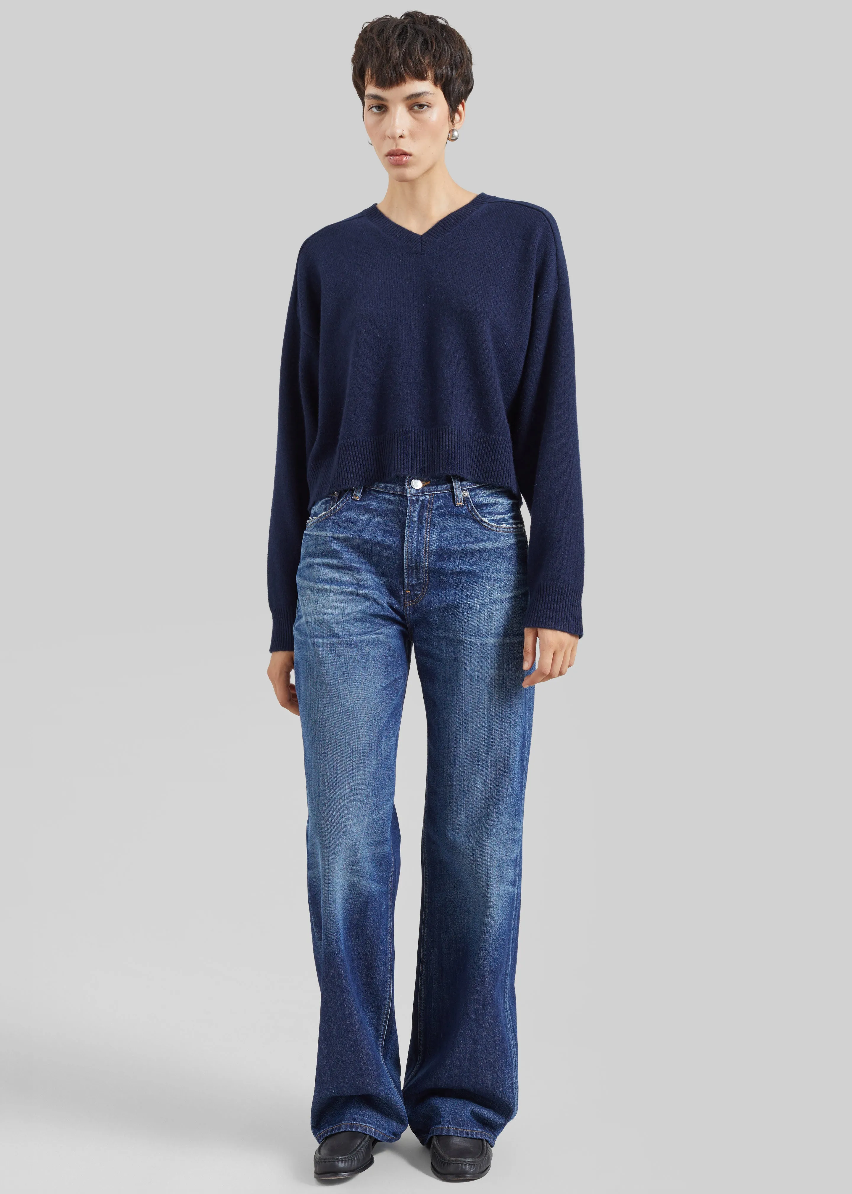 Loulou de Saison Anzor Lds V-Neck Sweater - Navy sold by Frankie Shop product image thumbnail 3