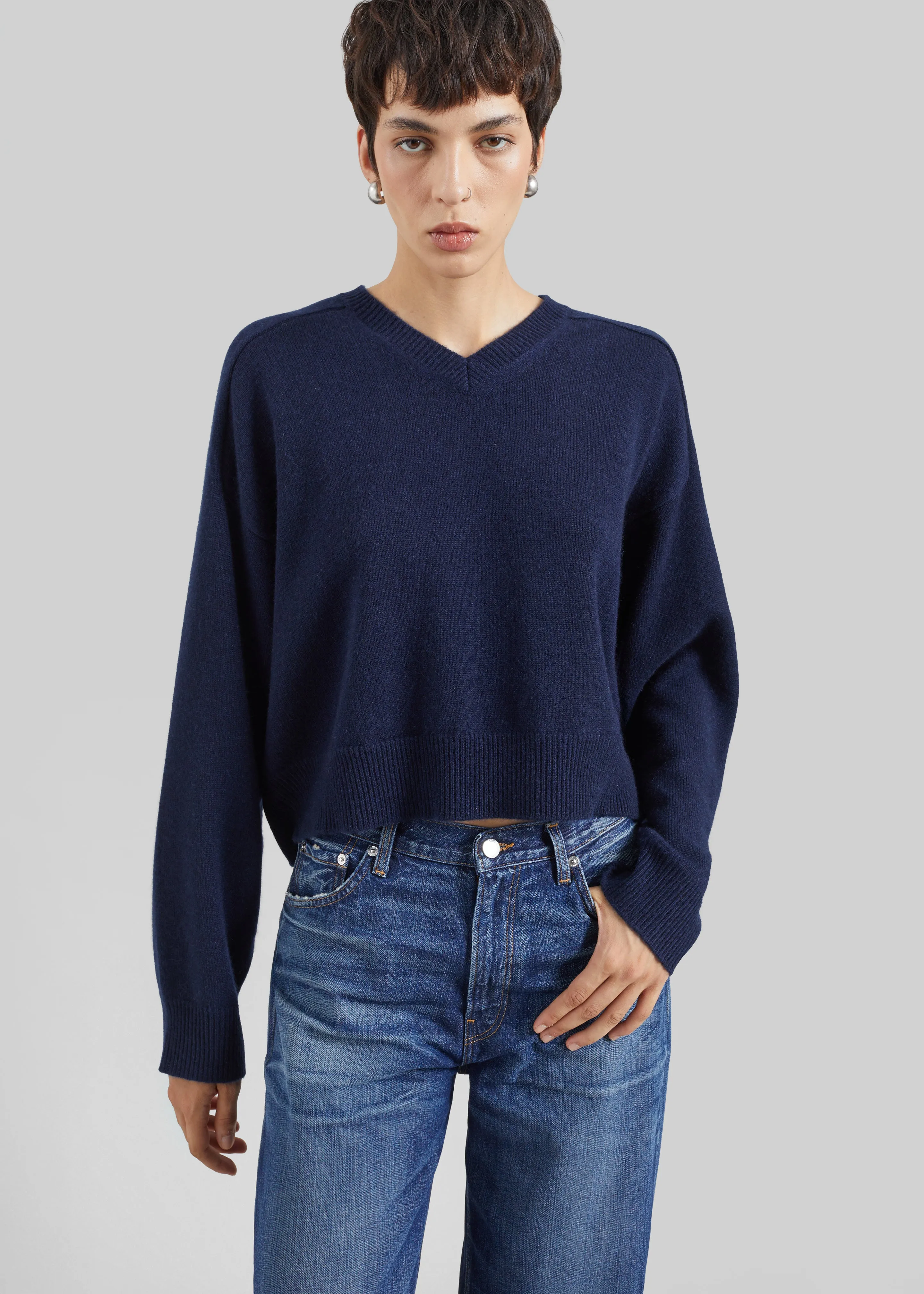 Loulou de Saison Anzor Lds V-Neck Sweater - Navy sold by Frankie Shop product image thumbnail 4