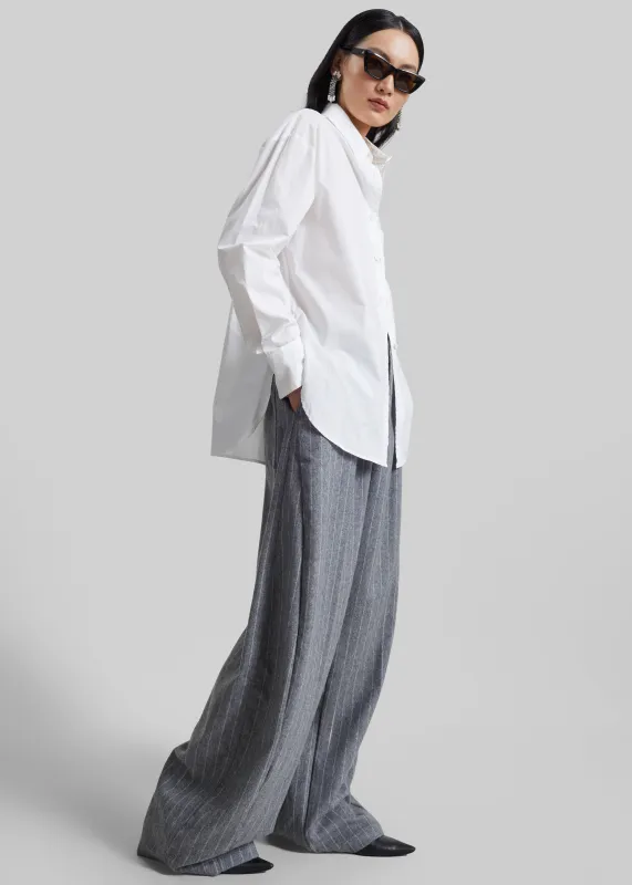 TheLatest Dora Pinstripe Wool Trousers - Light Grey made by The Latest