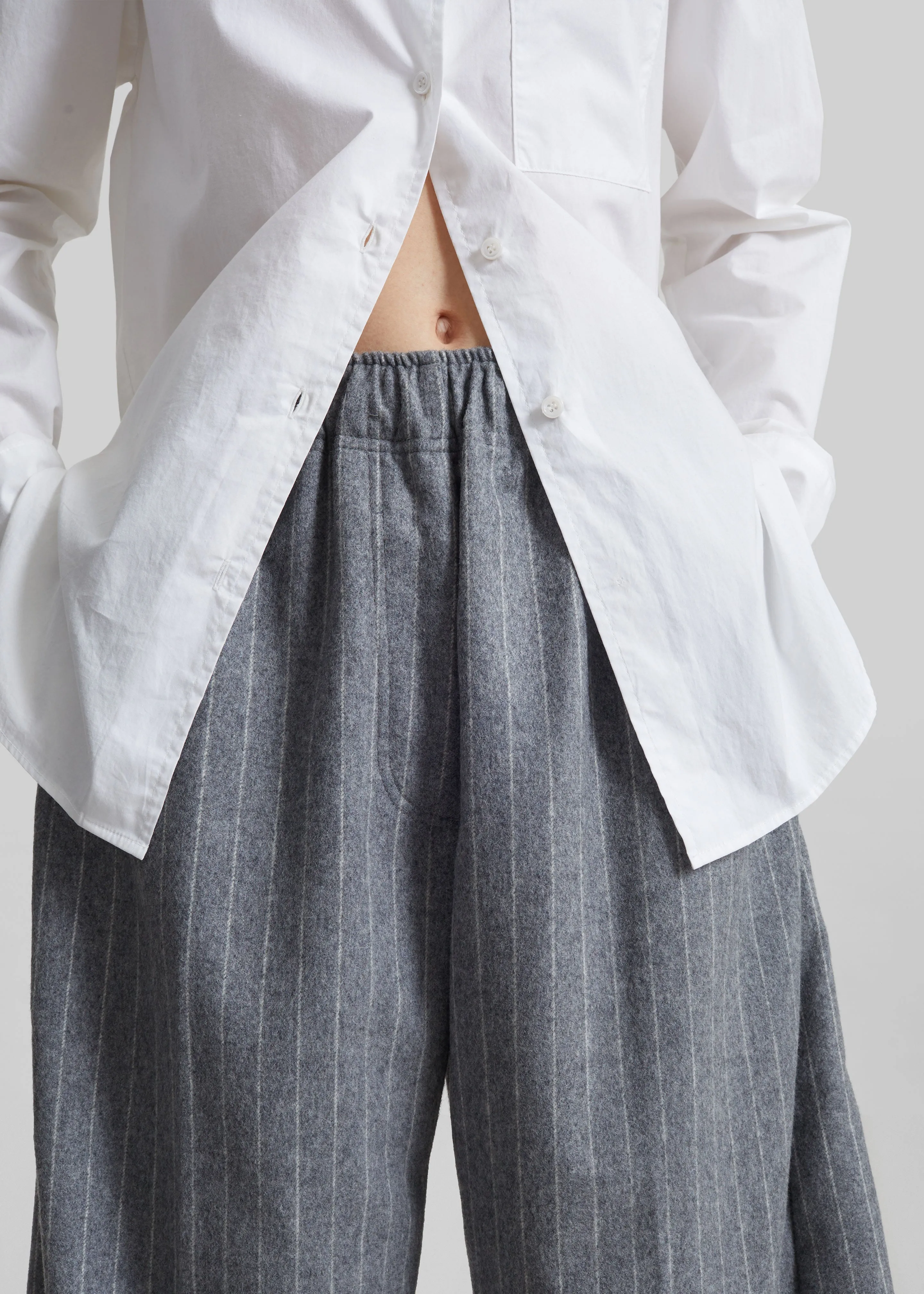 TheLatest Dora Pinstripe Wool Trousers - Light Grey sold by Frankie Shop product image thumbnail 4