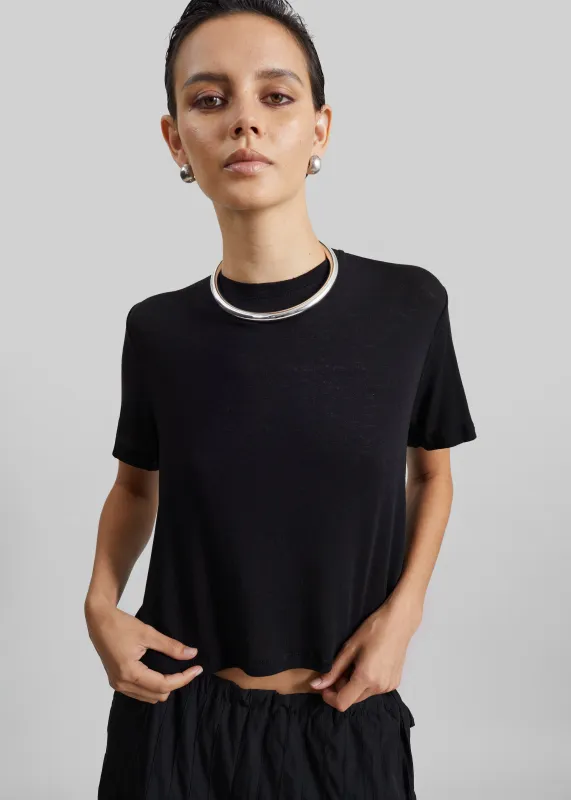Andria Cropped Knit Top - Black made by Frankie Shop