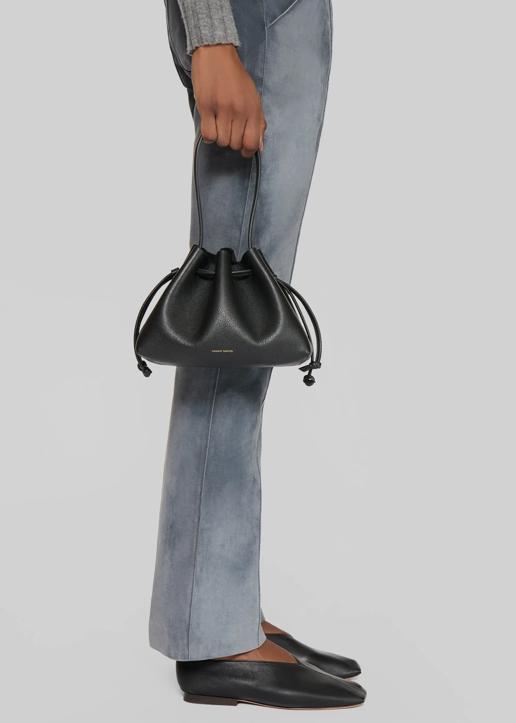 Mansur Gavriel Drawstring Pouchette - Black sold by Frankie Shop product image thumbnail 2