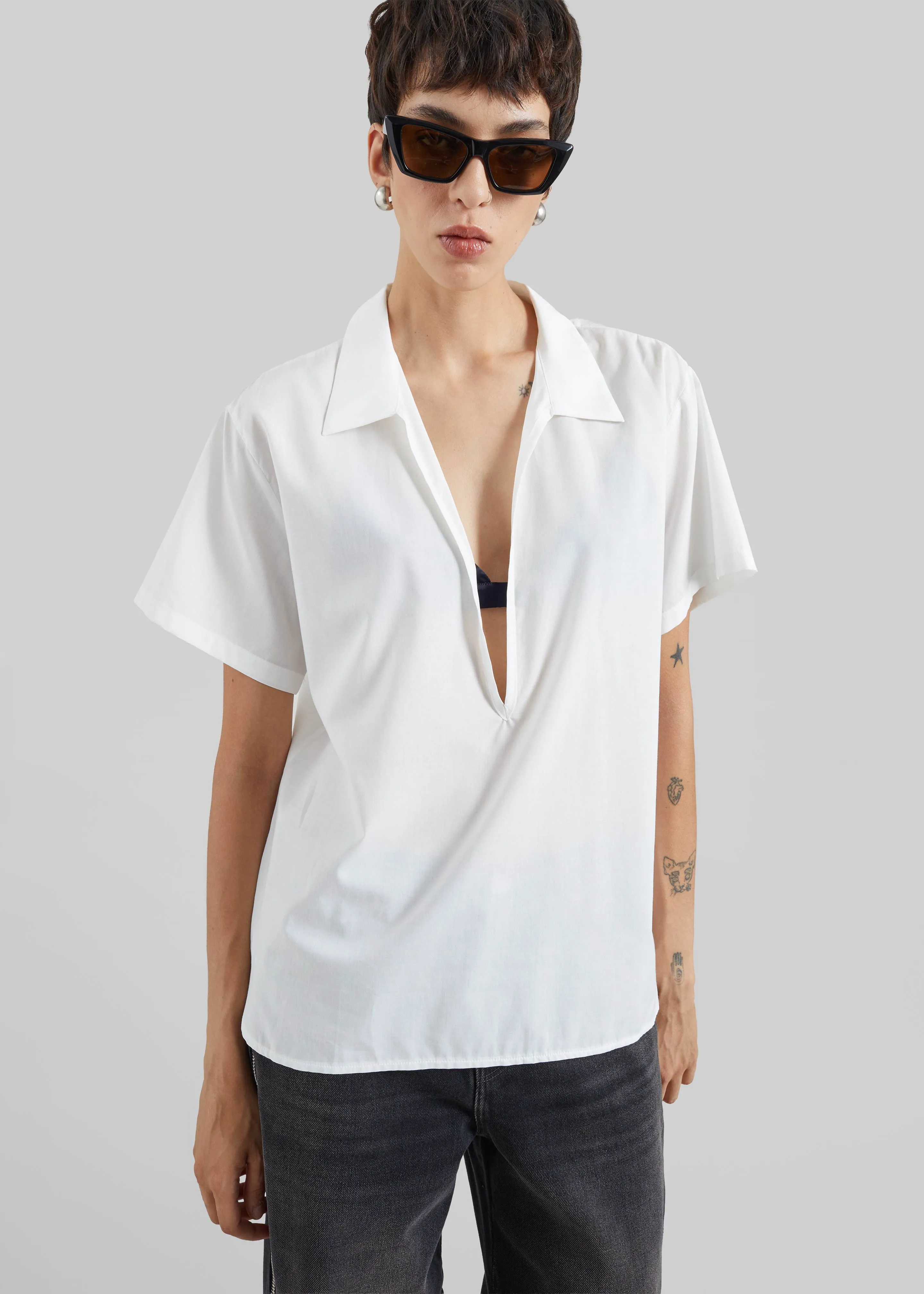 Izella Deep V Neck Shirt - White sold by Frankie Shop product image thumbnail 4