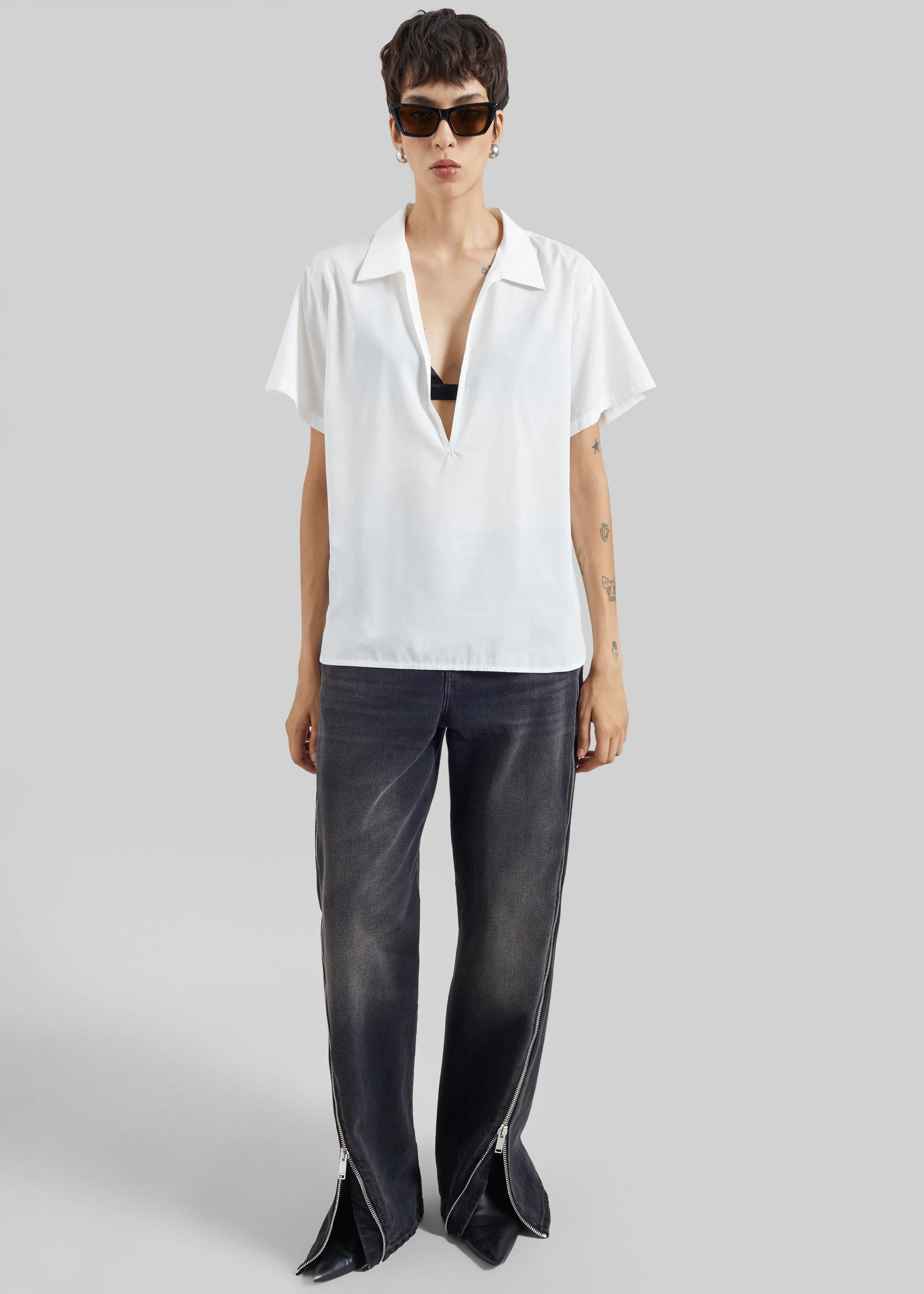 Izella Deep V Neck Shirt - White sold by Frankie Shop product image thumbnail 3