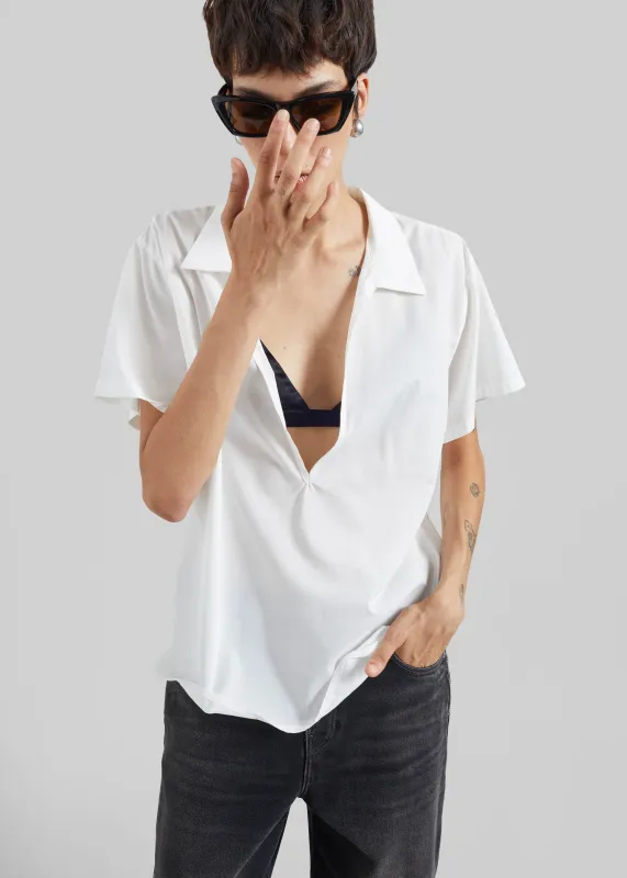Izella Deep V Neck Shirt - White made by Frankie Shop