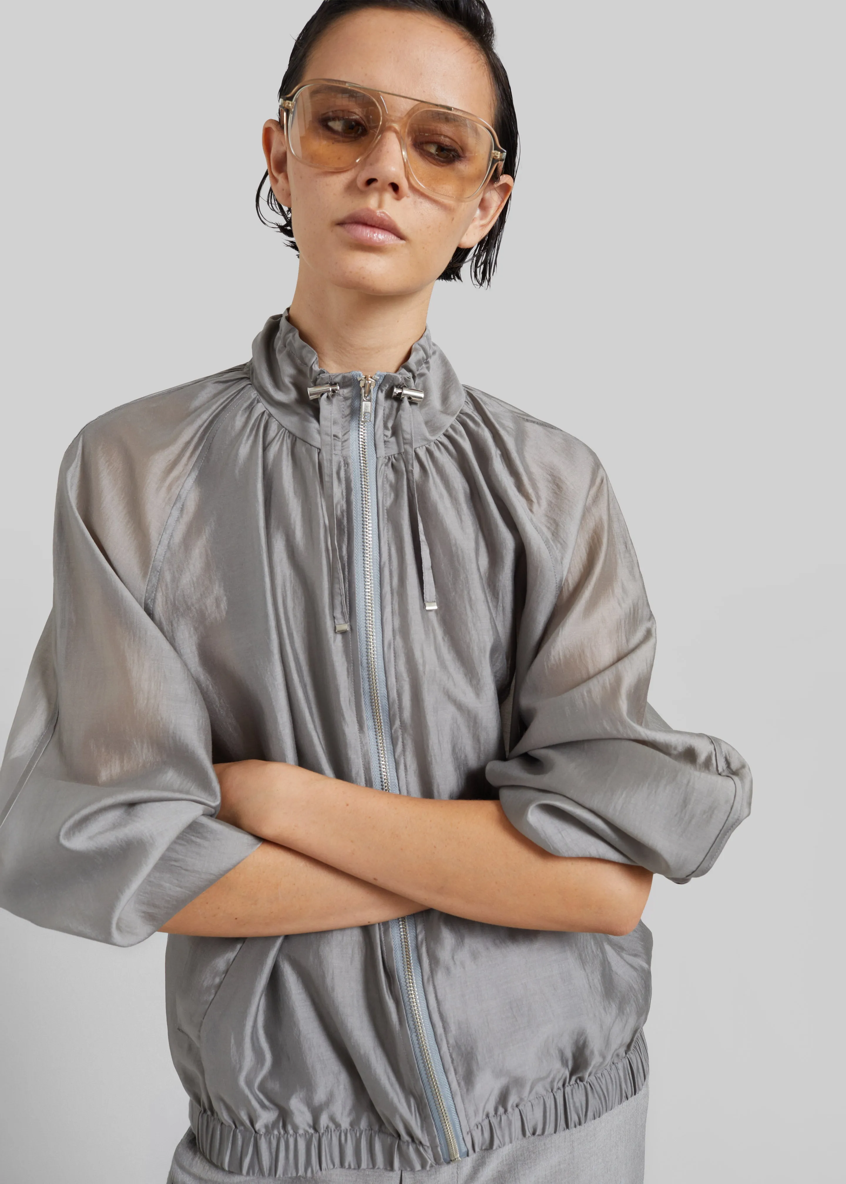 Arzon Sheer Jacket - Steel Grey sold by Frankie Shop
