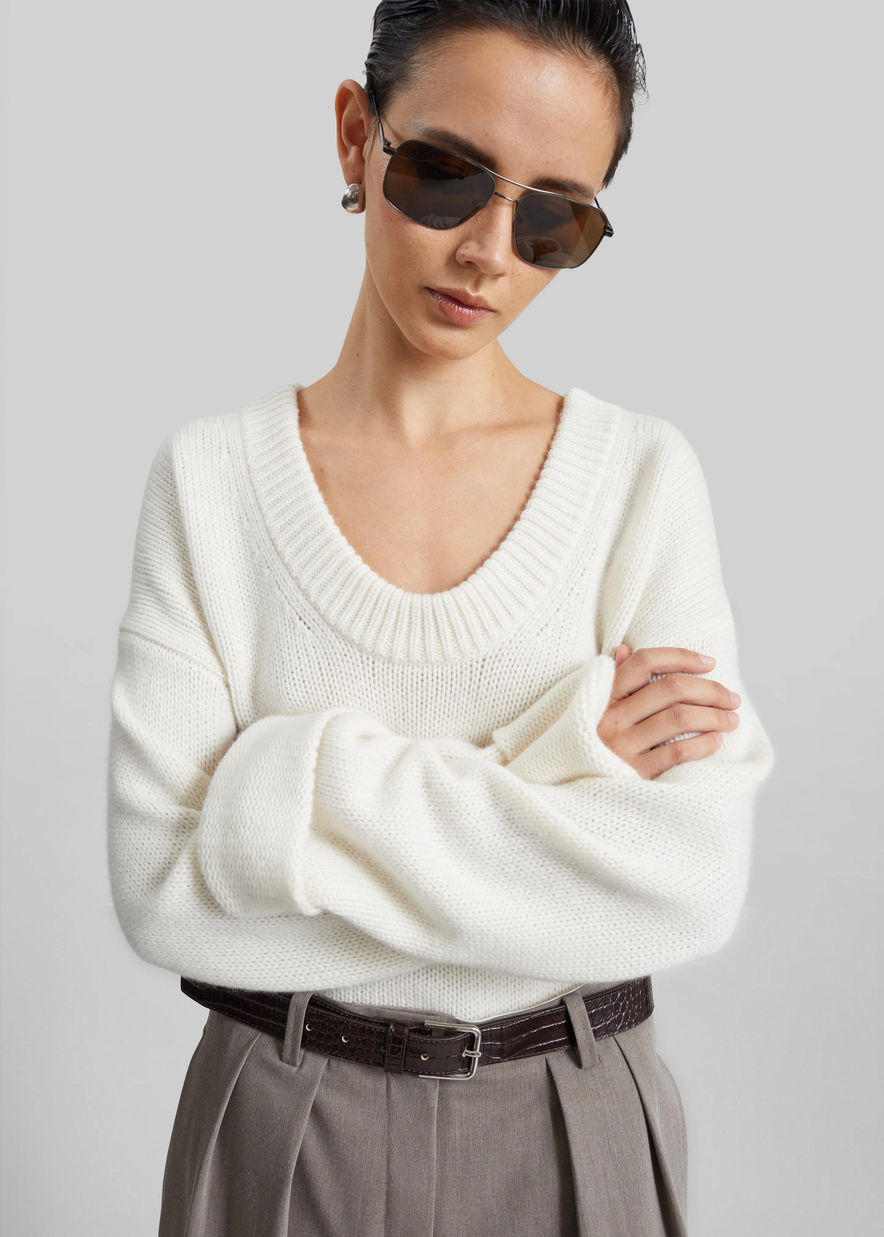 Loulou de Saison Derry Lds U-Neck Sweater - Ivory sold by Frankie Shop product image thumbnail 4
