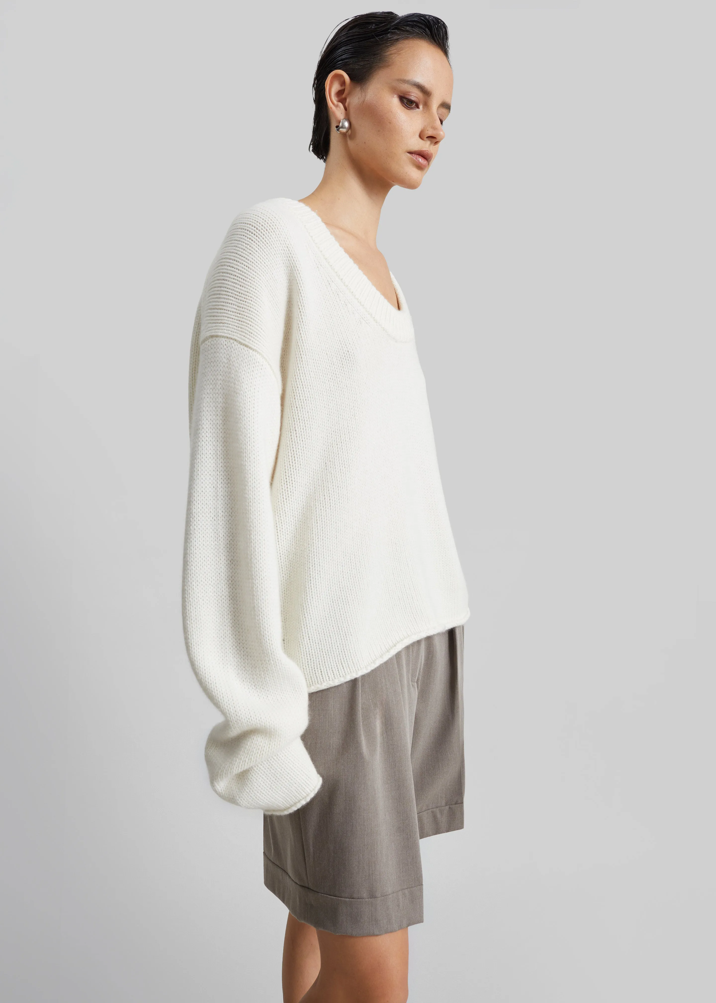 Loulou de Saison Derry Lds U-Neck Sweater - Ivory sold by Frankie Shop product image thumbnail 3