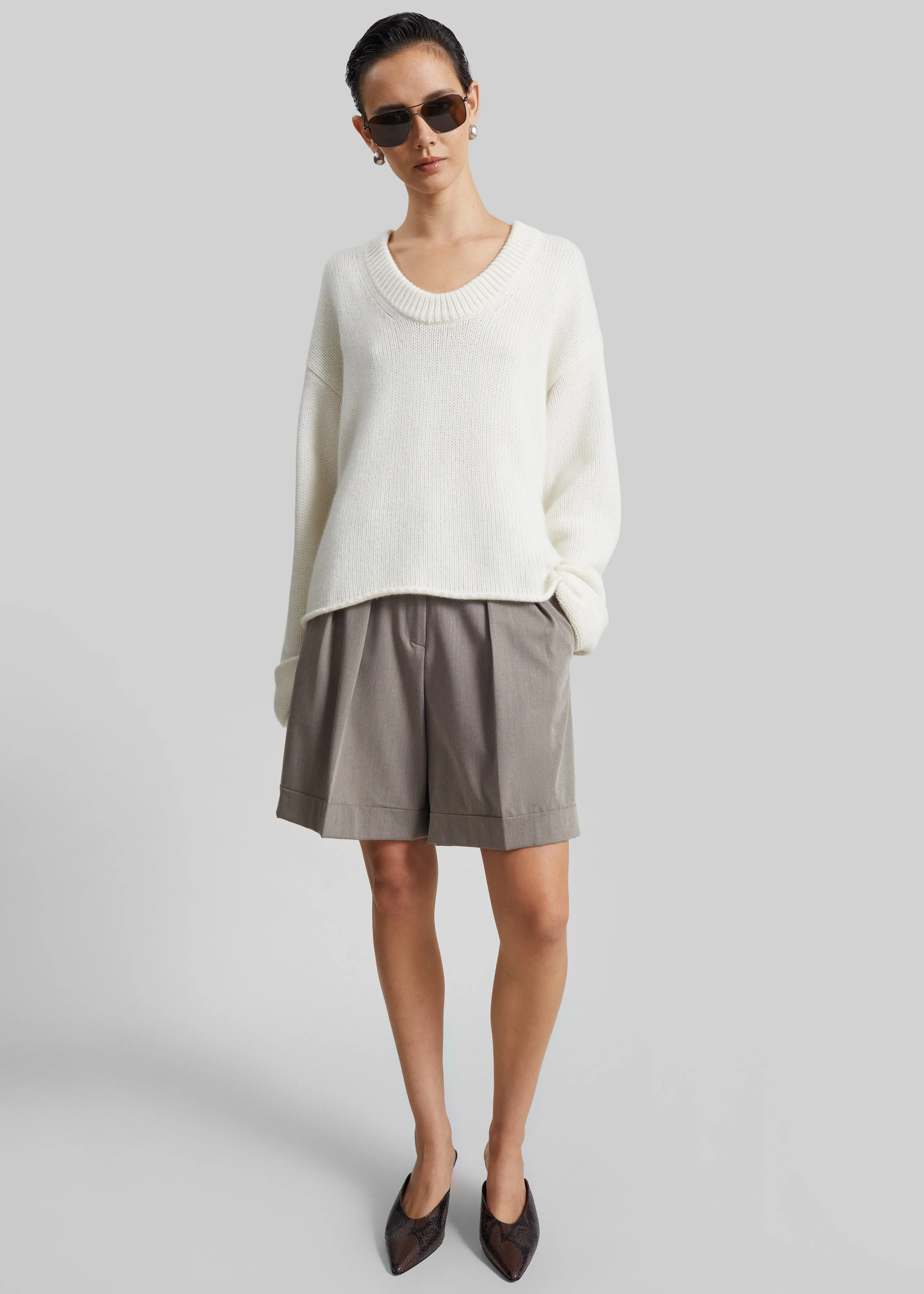 Loulou de Saison Derry Lds U-Neck Sweater - Ivory sold by Frankie Shop