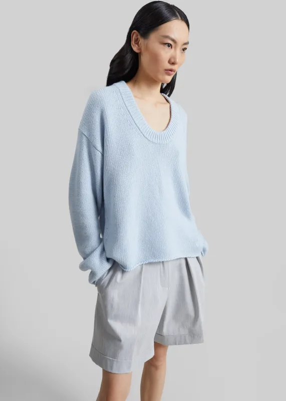 Loulou de Saison Derry Lds U-Neck Sweater - Light Blue made by Loulou De Saison