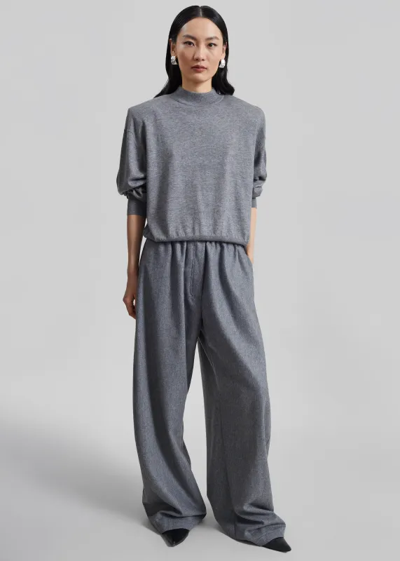 TheLatest Dora Flannel Wool Trousers - Light Grey made by The Latest