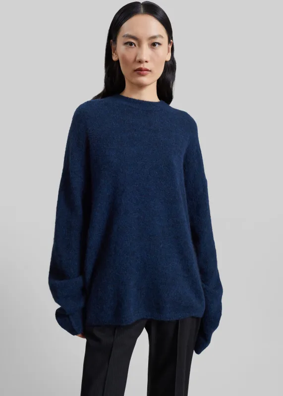 Timea Mohair Fuzzy Sweater - Navy made by Frankie Shop