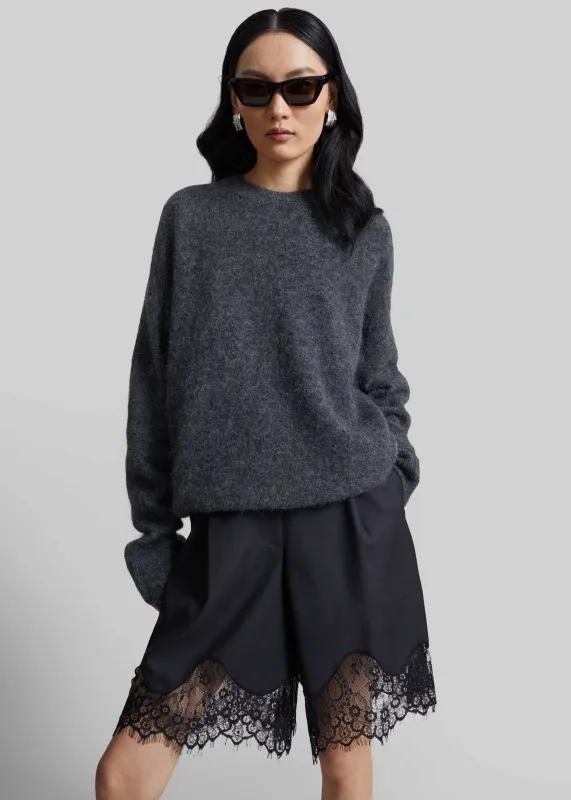 Timea Mohair Fuzzy Sweater - Dark Grey made by Frankie Shop