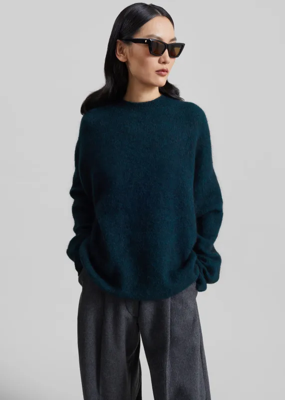 Timea Mohair Fuzzy Sweater - Bottle Green made by Frankie Shop