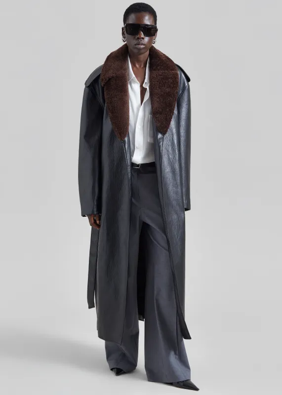 Edra Removable Collar Trench Coat - Black made by Frankie Shop