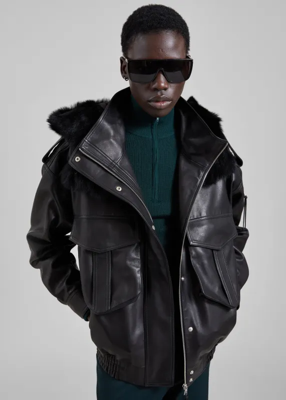 Napa Leather Hooded Jacket - Black made by Frankie Shop
