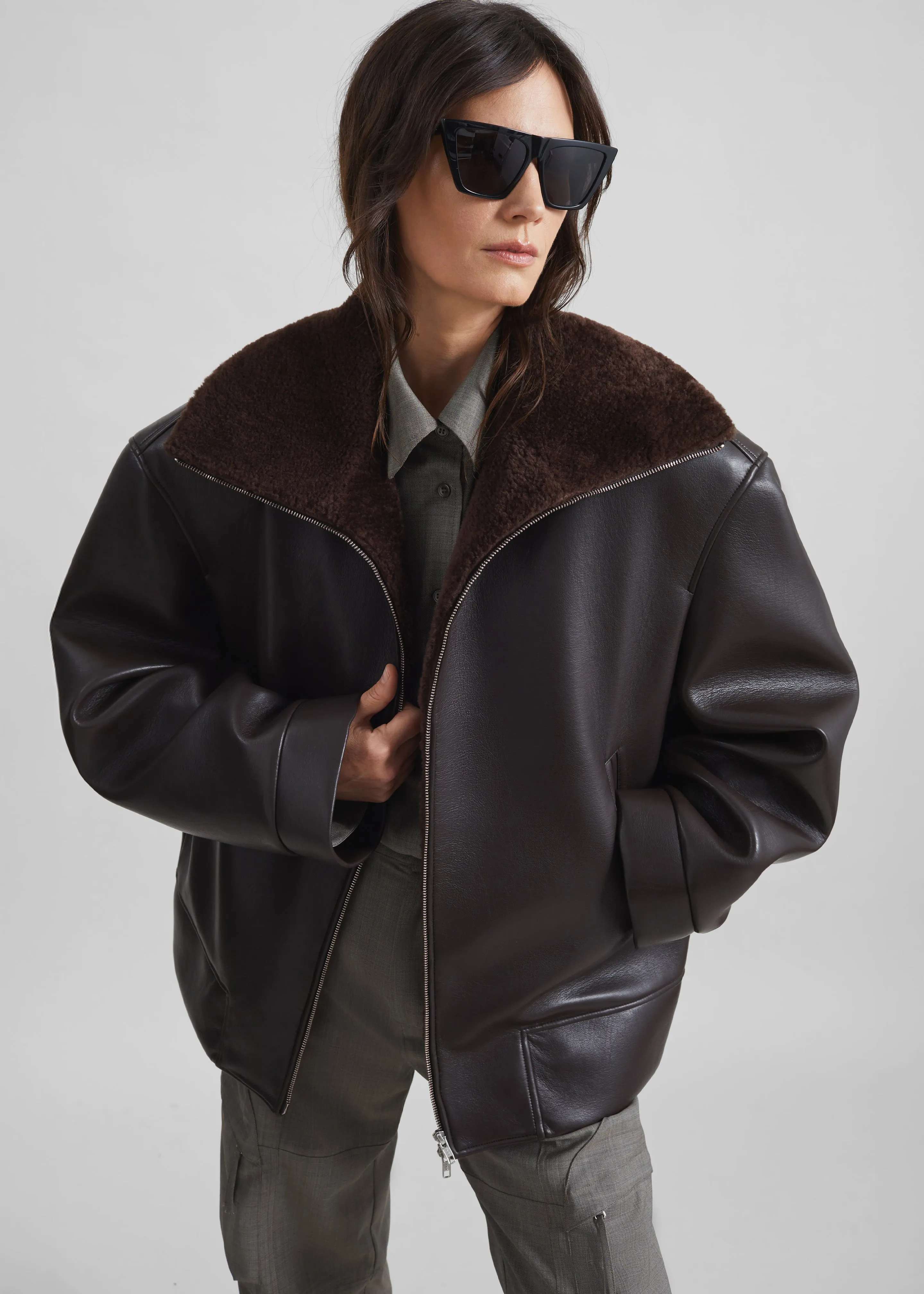 Aspen Faux Leather Jacket - Brown sold by Frankie Shop product image thumbnail 4