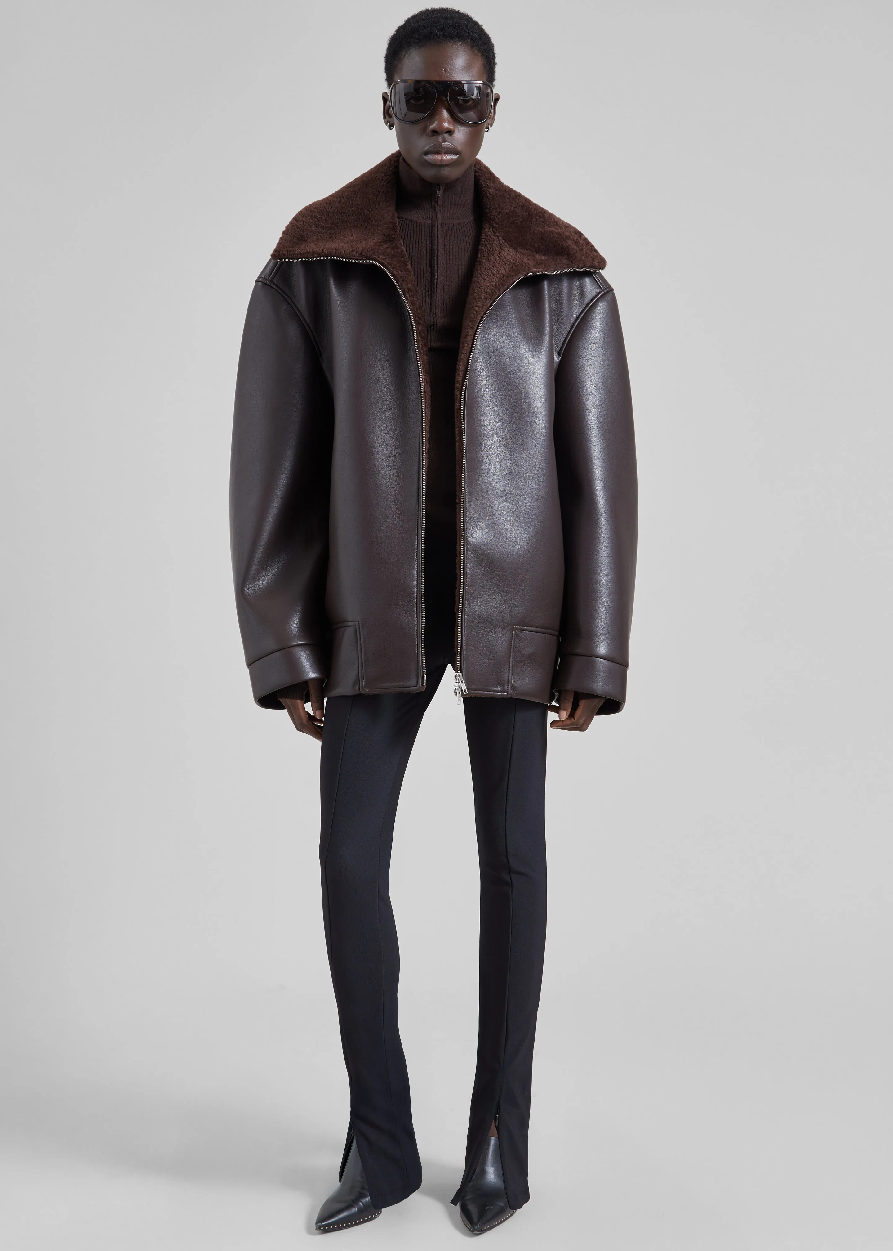 Aspen Faux Leather Jacket - Brown sold by Frankie Shop product image thumbnail 5