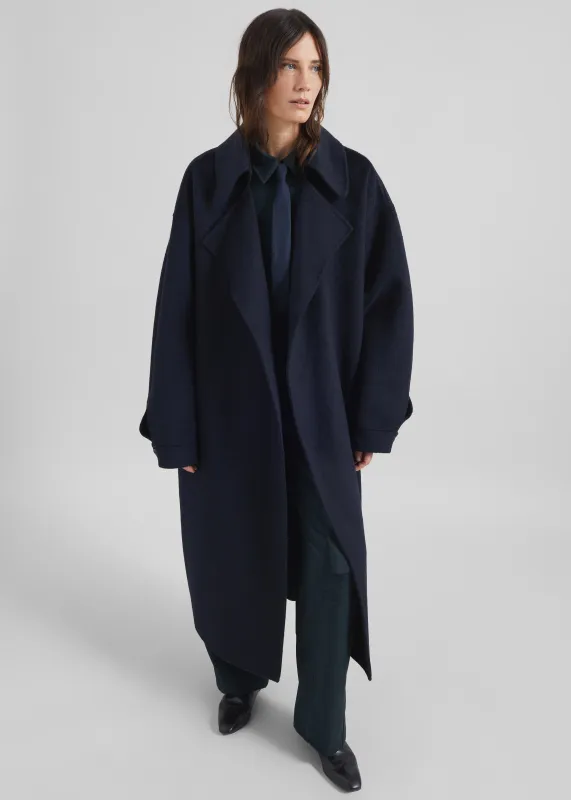 Issen Wool Trench Coat - Dark Navy made by Frankie Shop