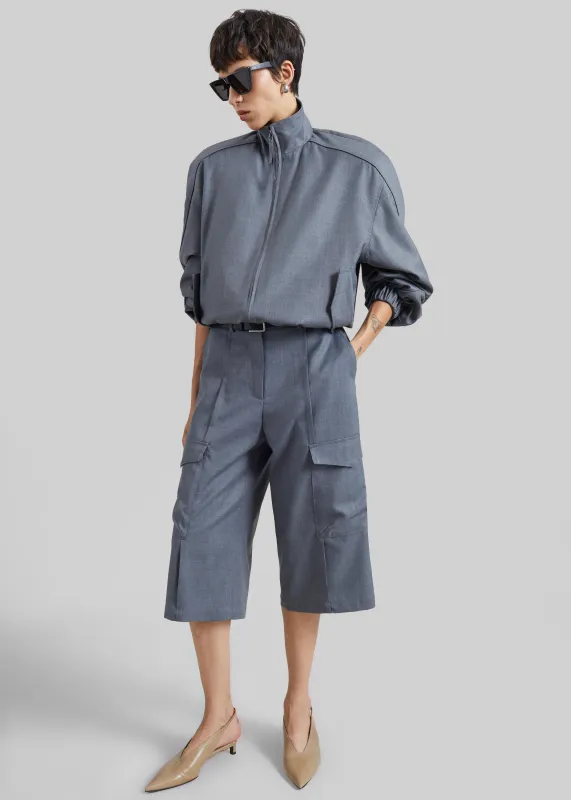 Linar Cargo Bermuda Shorts - Grey Melange made by Frankie Shop